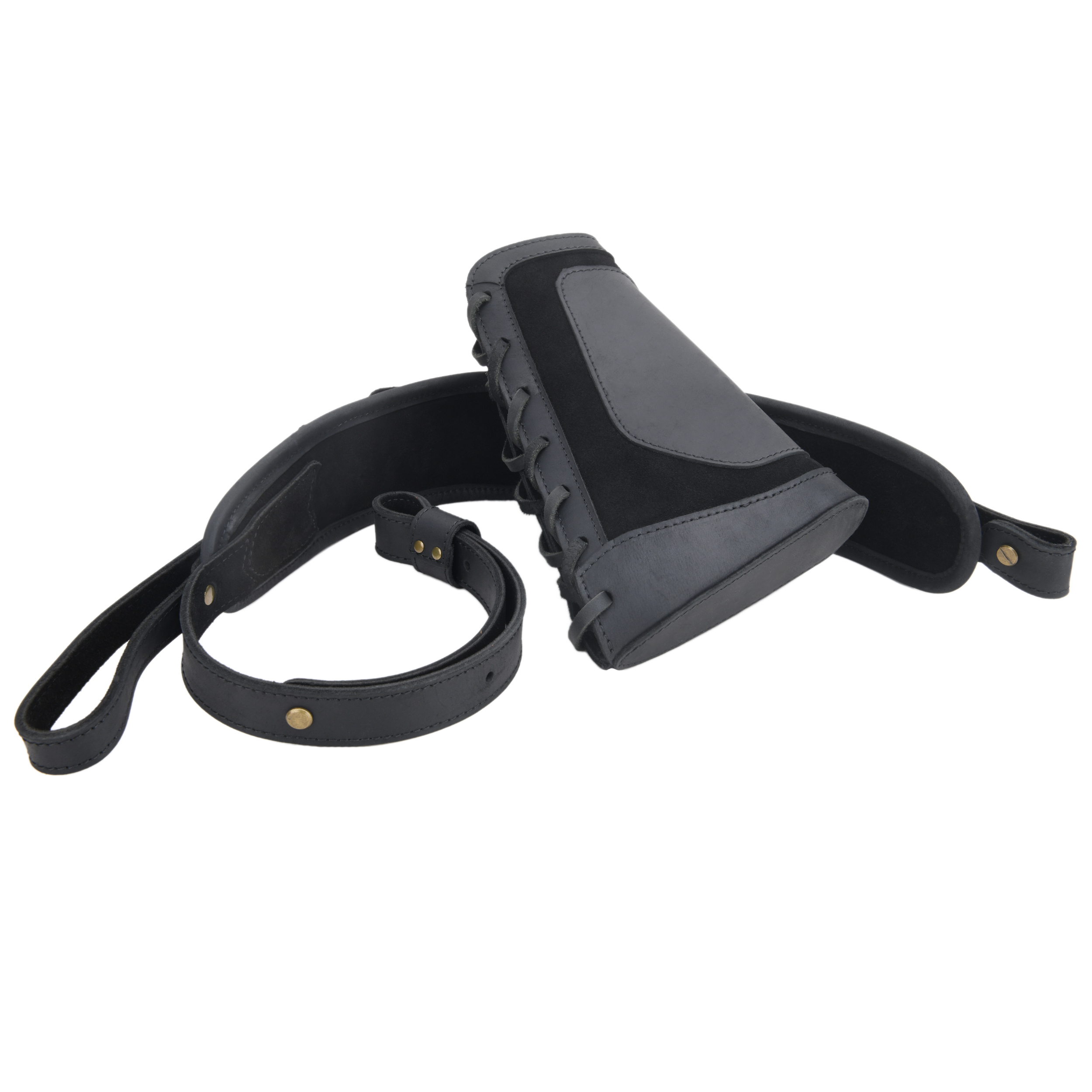 Leather Gun Buttstock Cheek Rest Pad with Cartridge Holders Sling