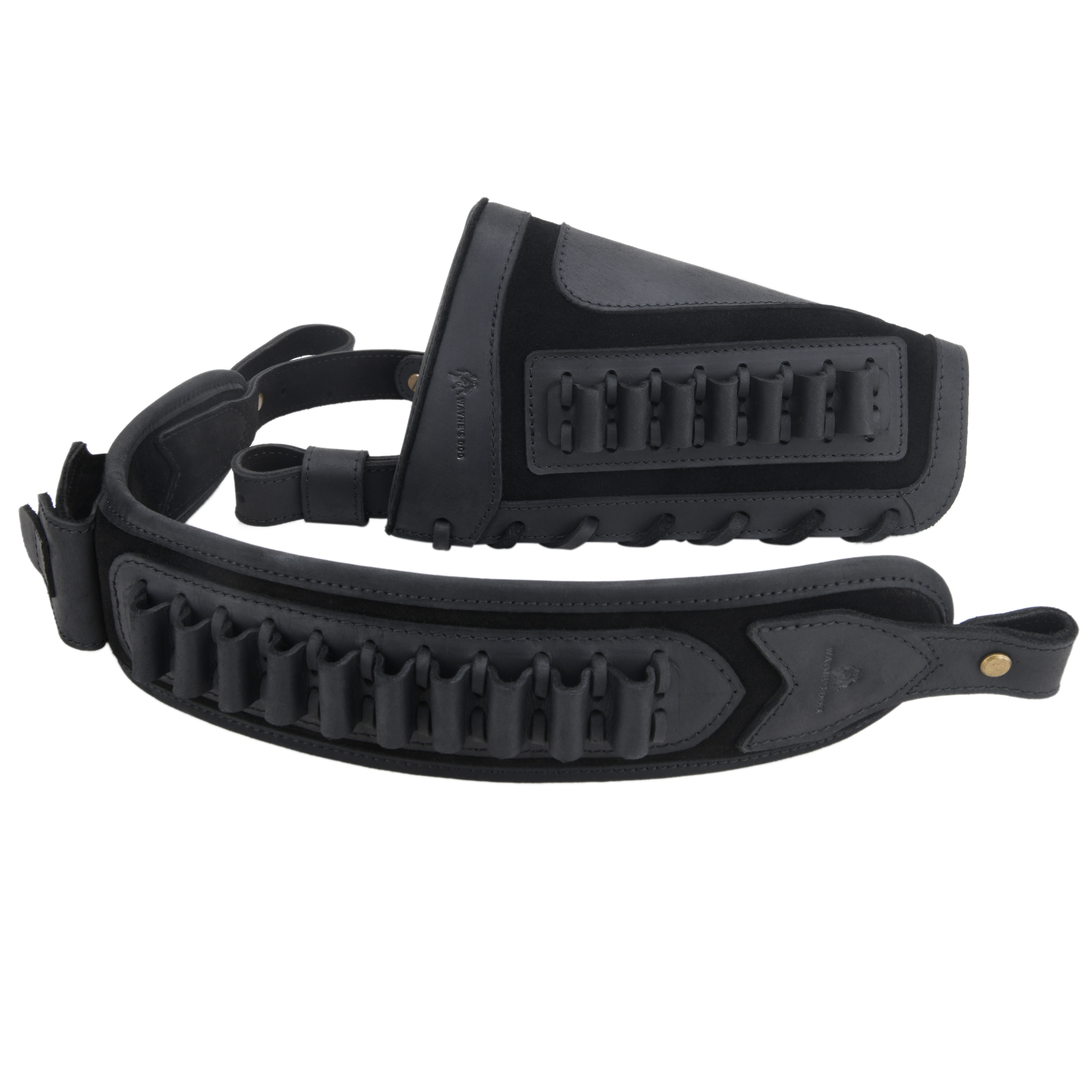 Leather Gun Buttstock Cheek Rest Pad with Cartridge Holders Sling