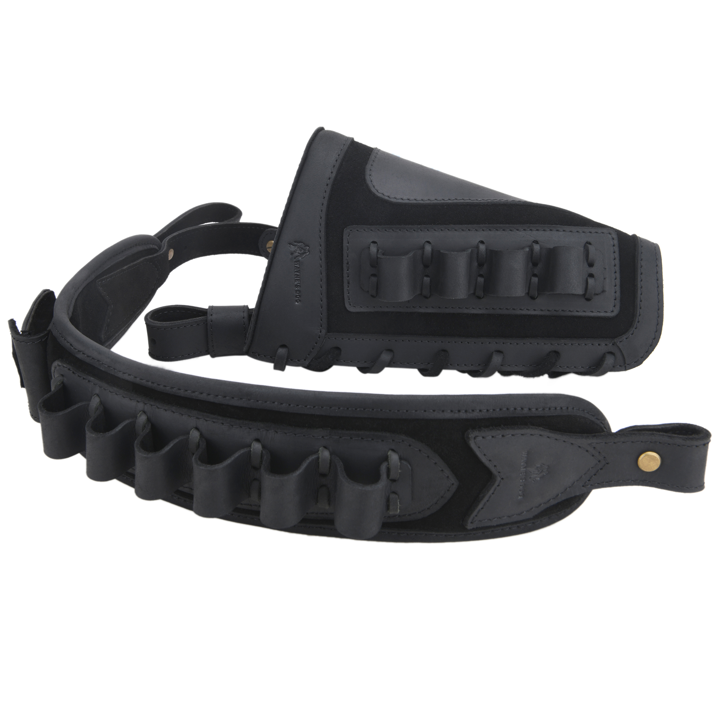 Leather Gun Buttstock Cheek Rest Pad with Cartridge Holders Sling