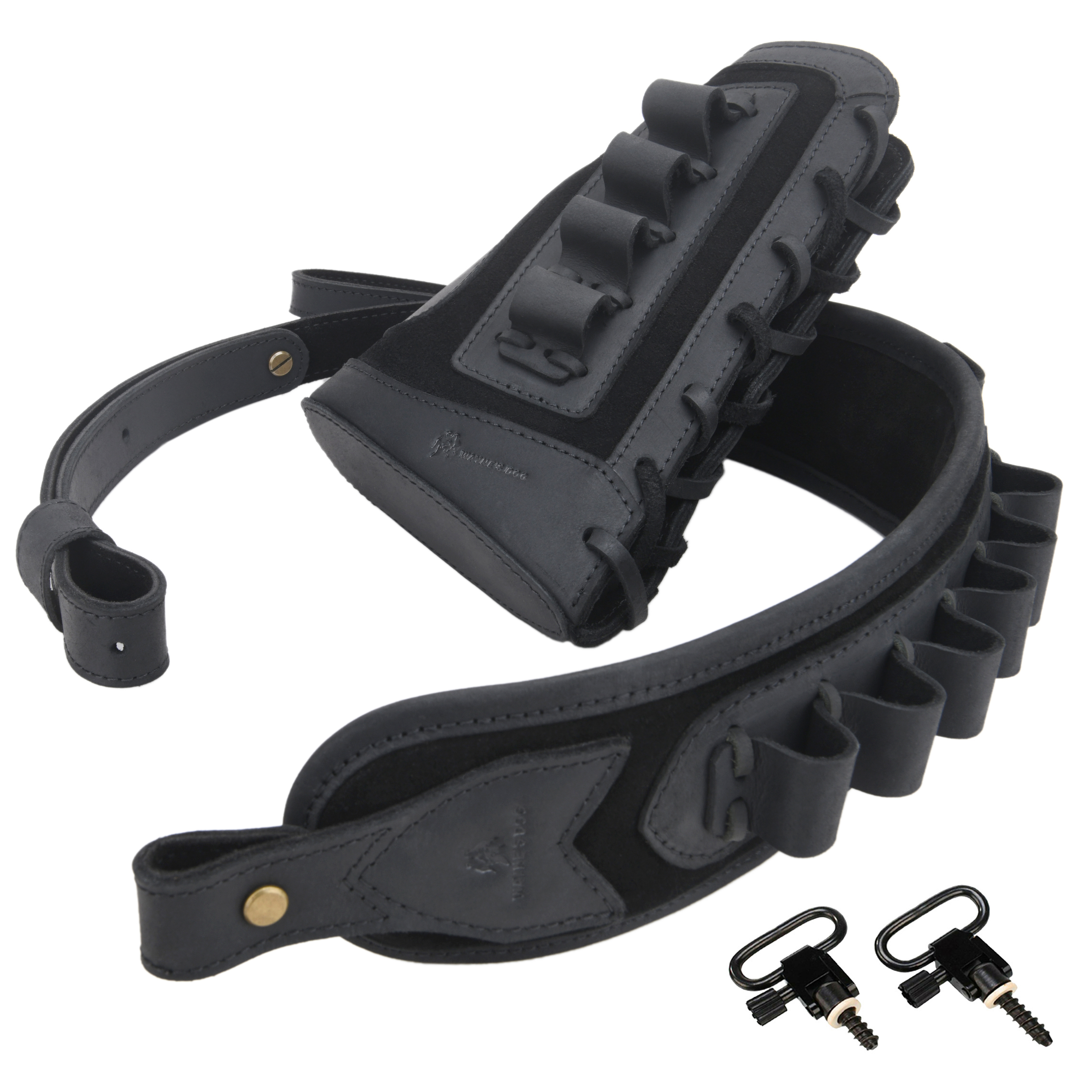 Leather Gun Buttstock Cheek Rest Pad with Cartridge Holders Sling