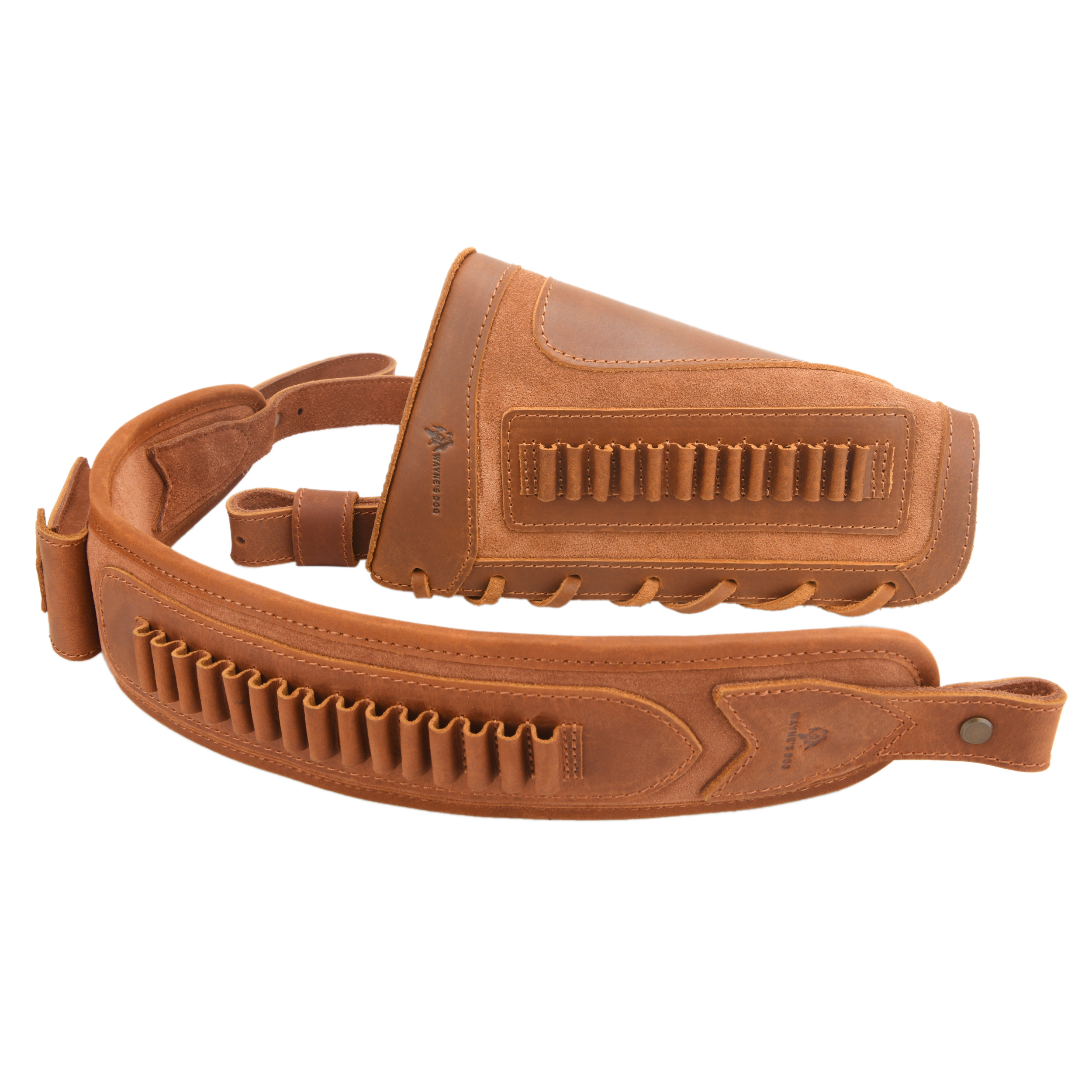 Leather Gun Buttstock Cheek Rest Pad with Cartridge Holders Sling