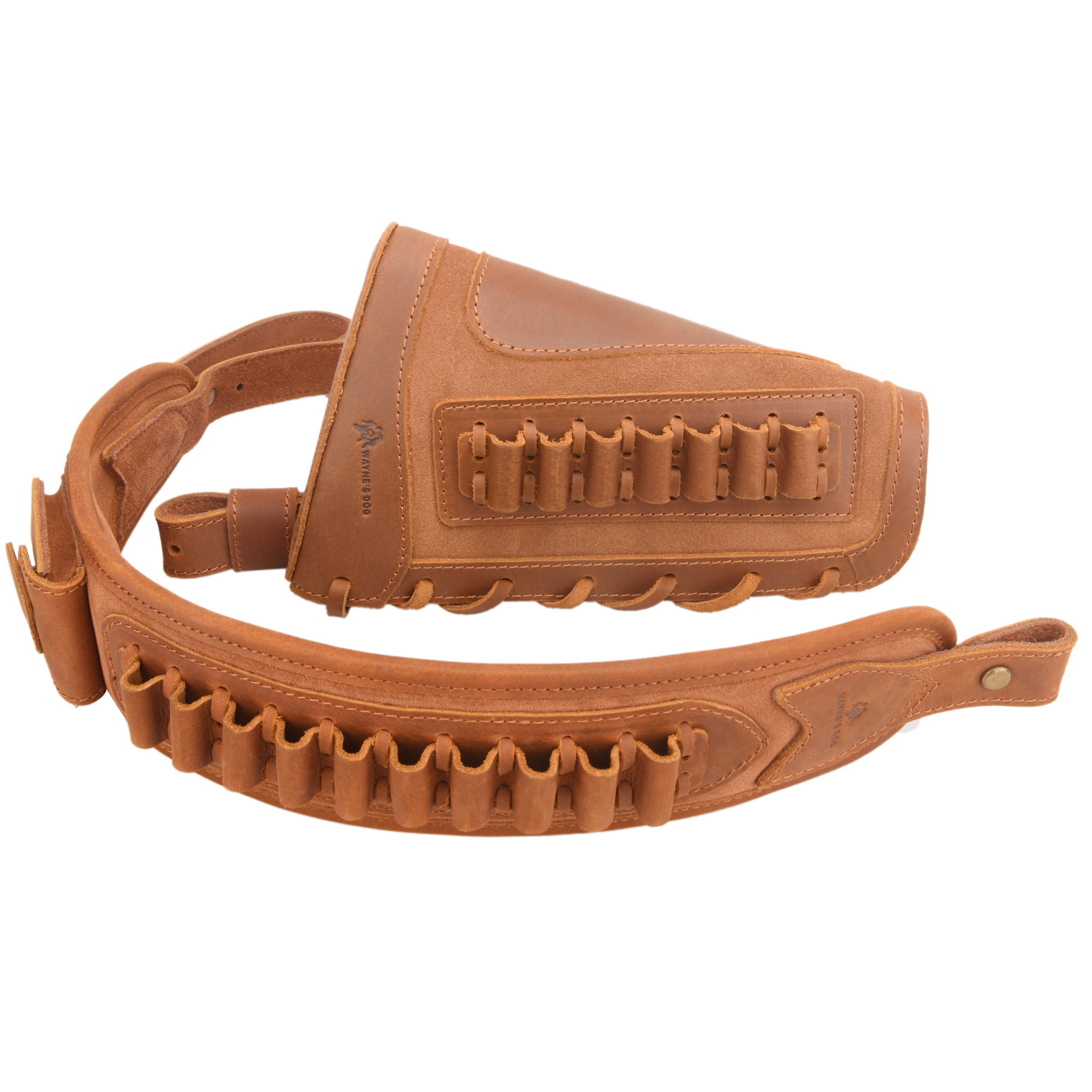 Leather Gun Buttstock Cheek Rest Pad with Cartridge Holders Sling