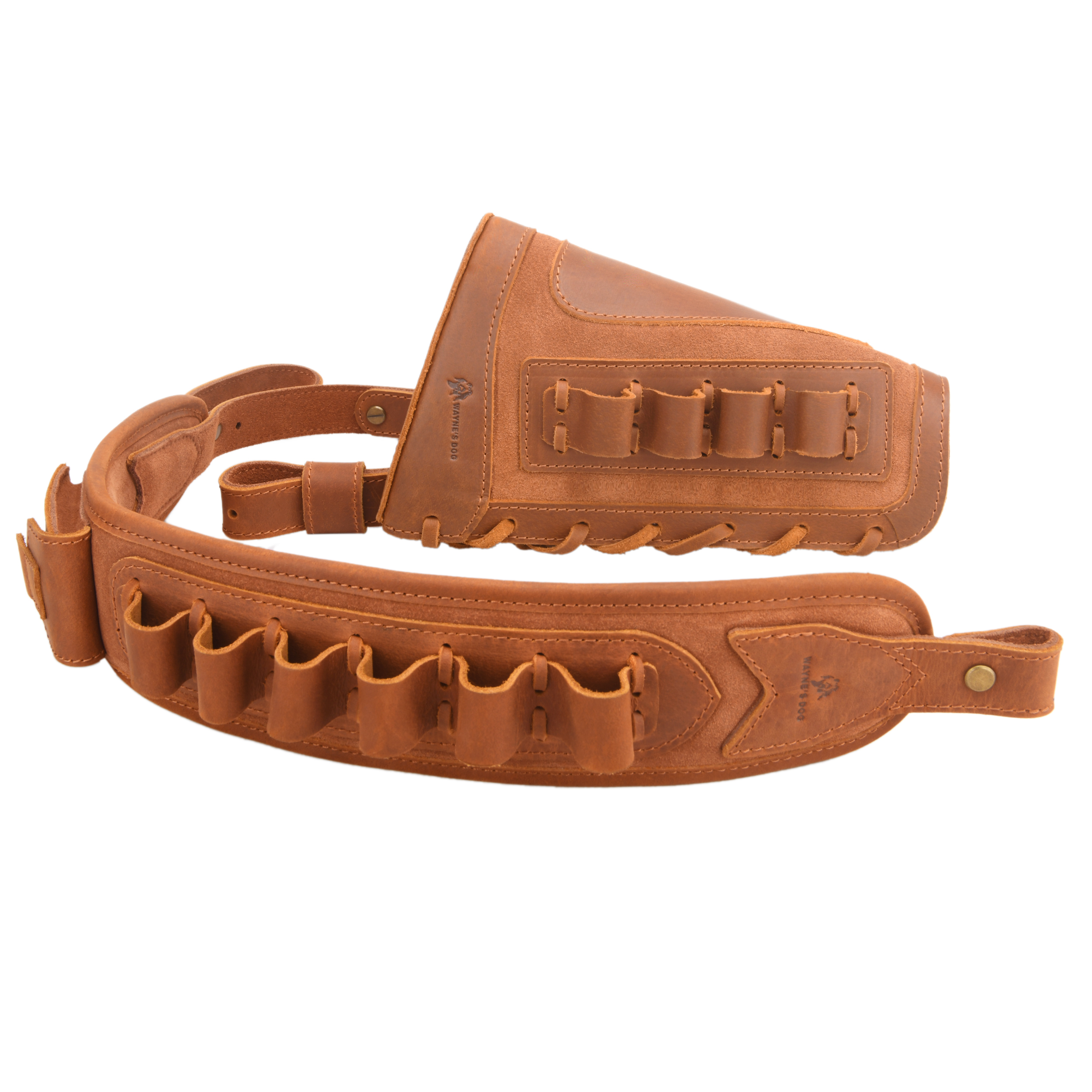 Leather Gun Buttstock Cheek Rest Pad with Cartridge Holders Sling