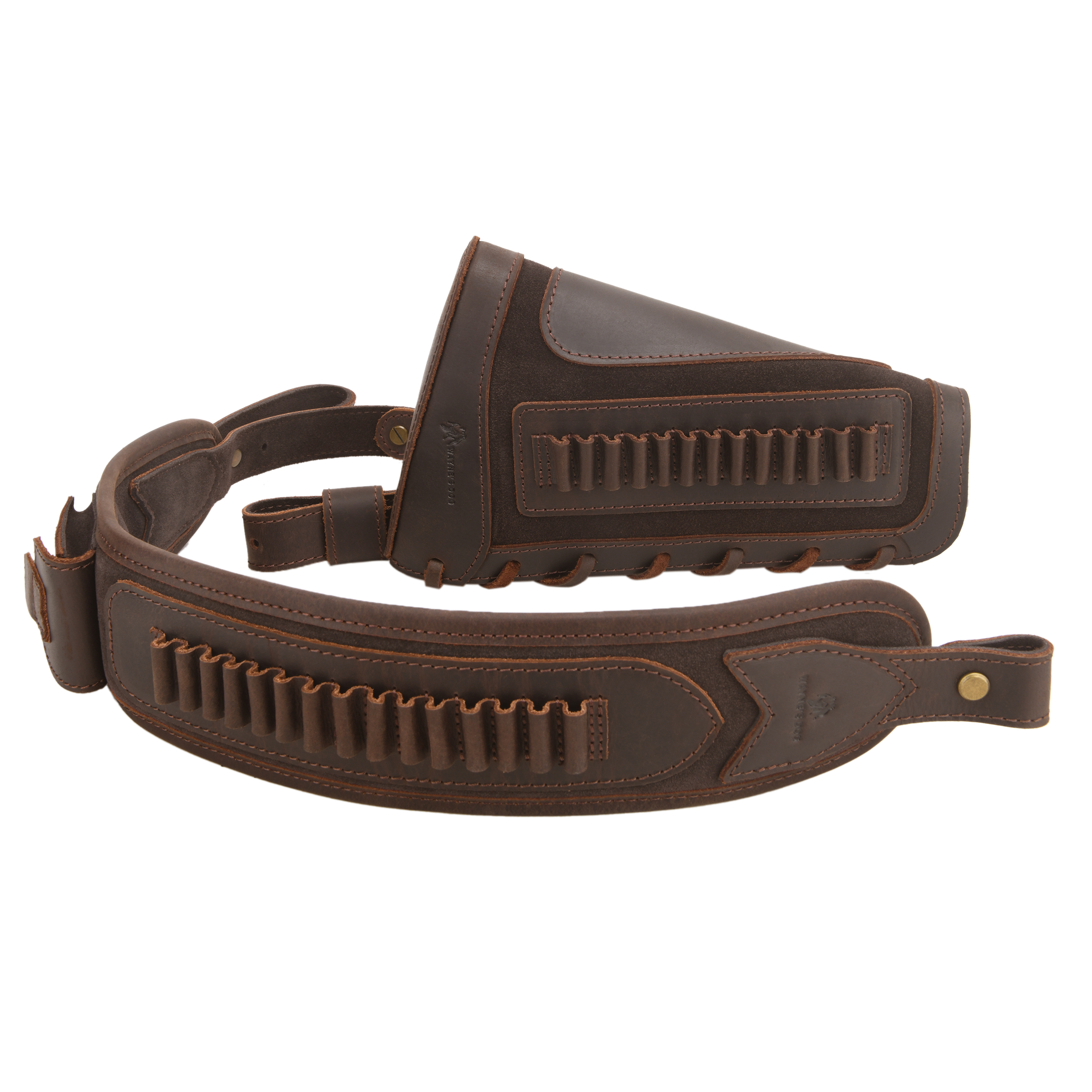 Leather Gun Buttstock Cheek Rest Pad with Cartridge Holders Sling