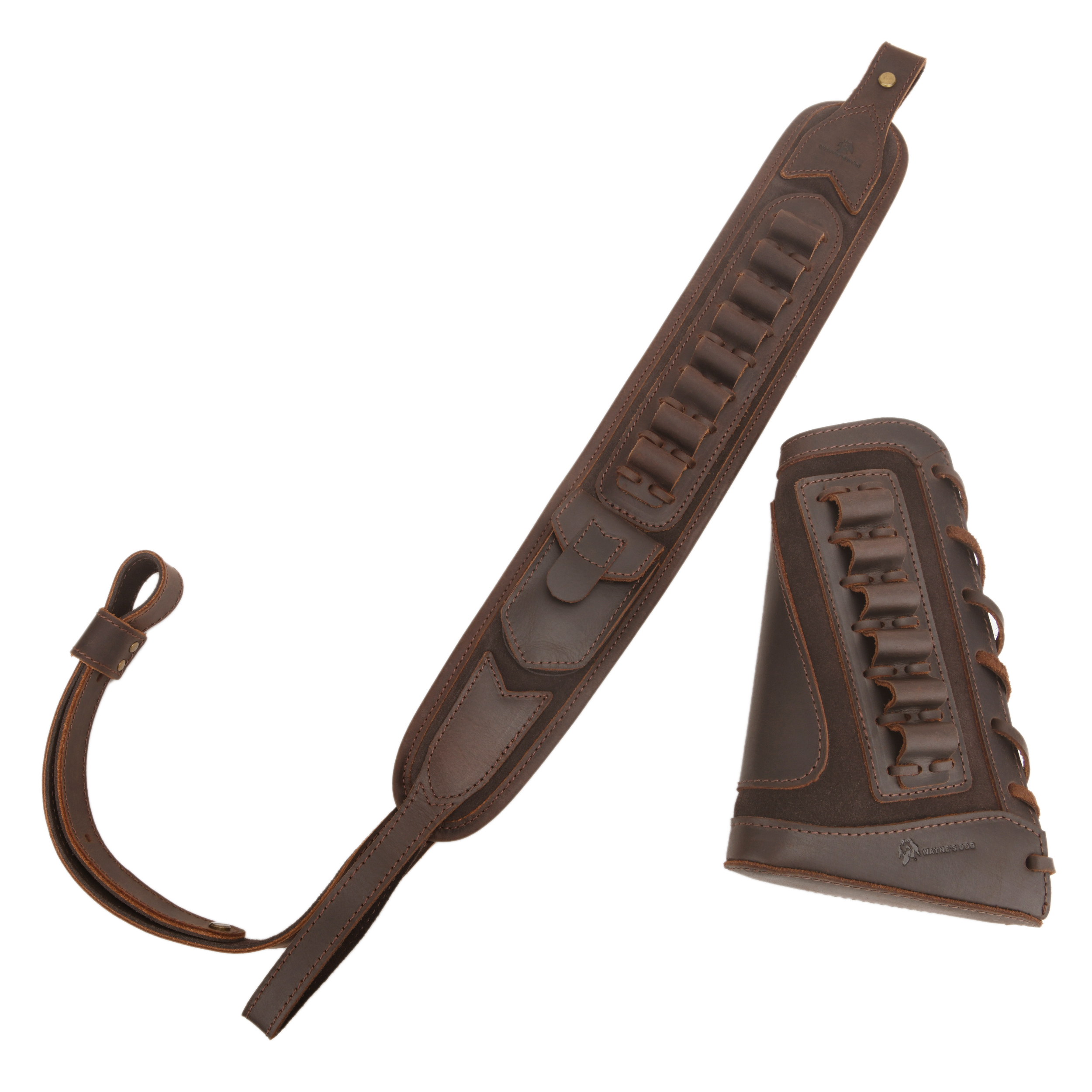 Leather Gun Buttstock Cheek Rest Pad with Cartridge Holders Sling