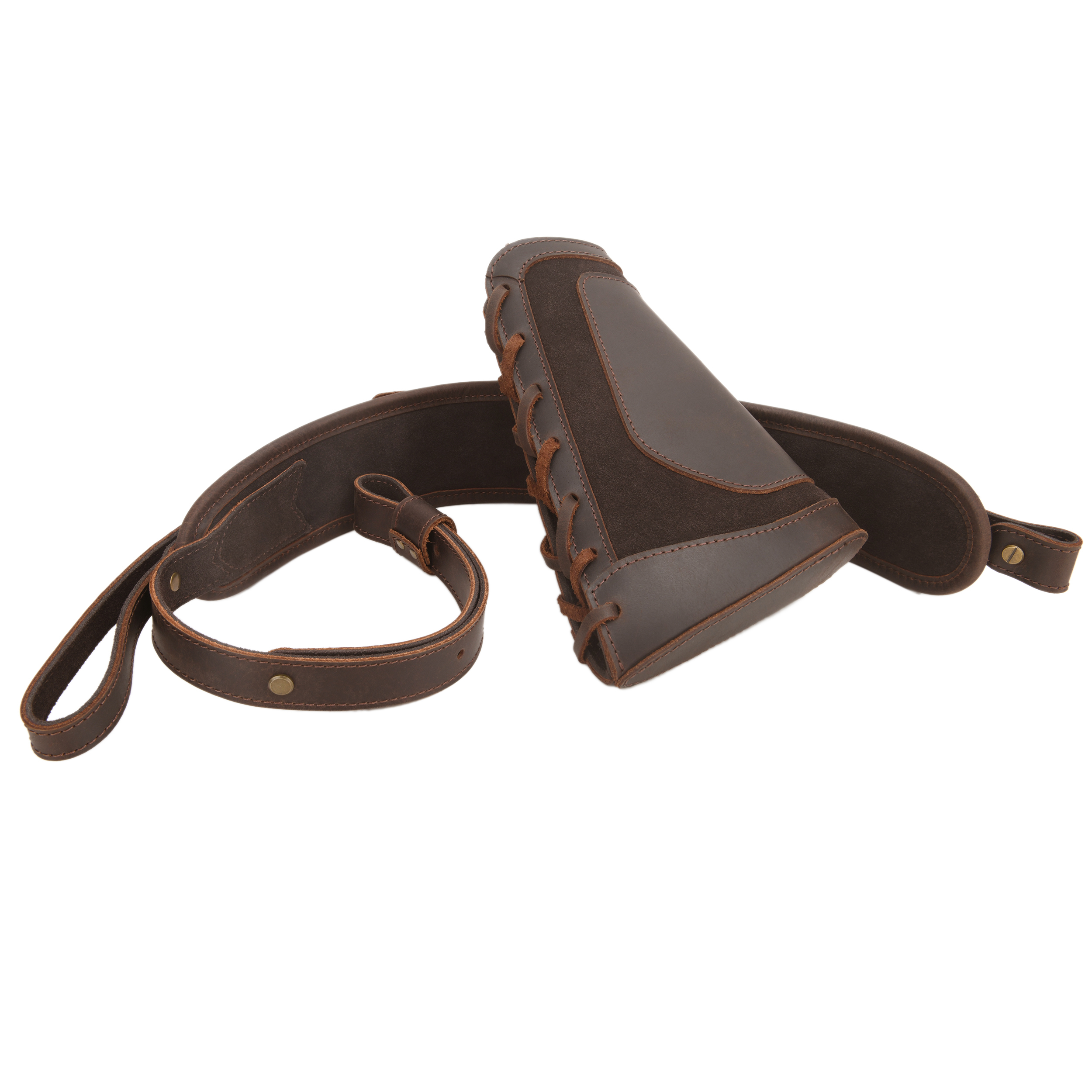 Leather Gun Buttstock Cheek Rest Pad with Cartridge Holders Sling