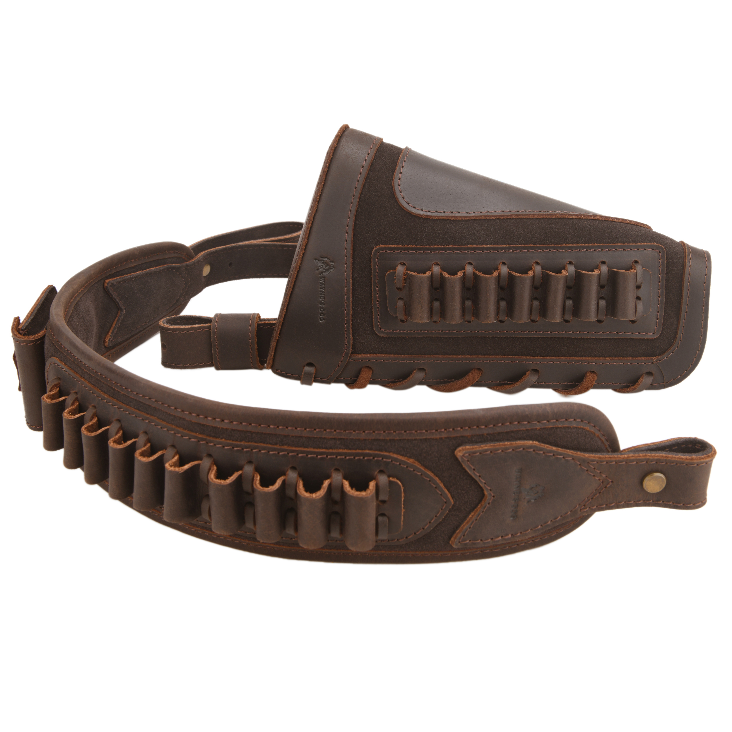 Leather Gun Buttstock Cheek Rest Pad with Cartridge Holders Sling