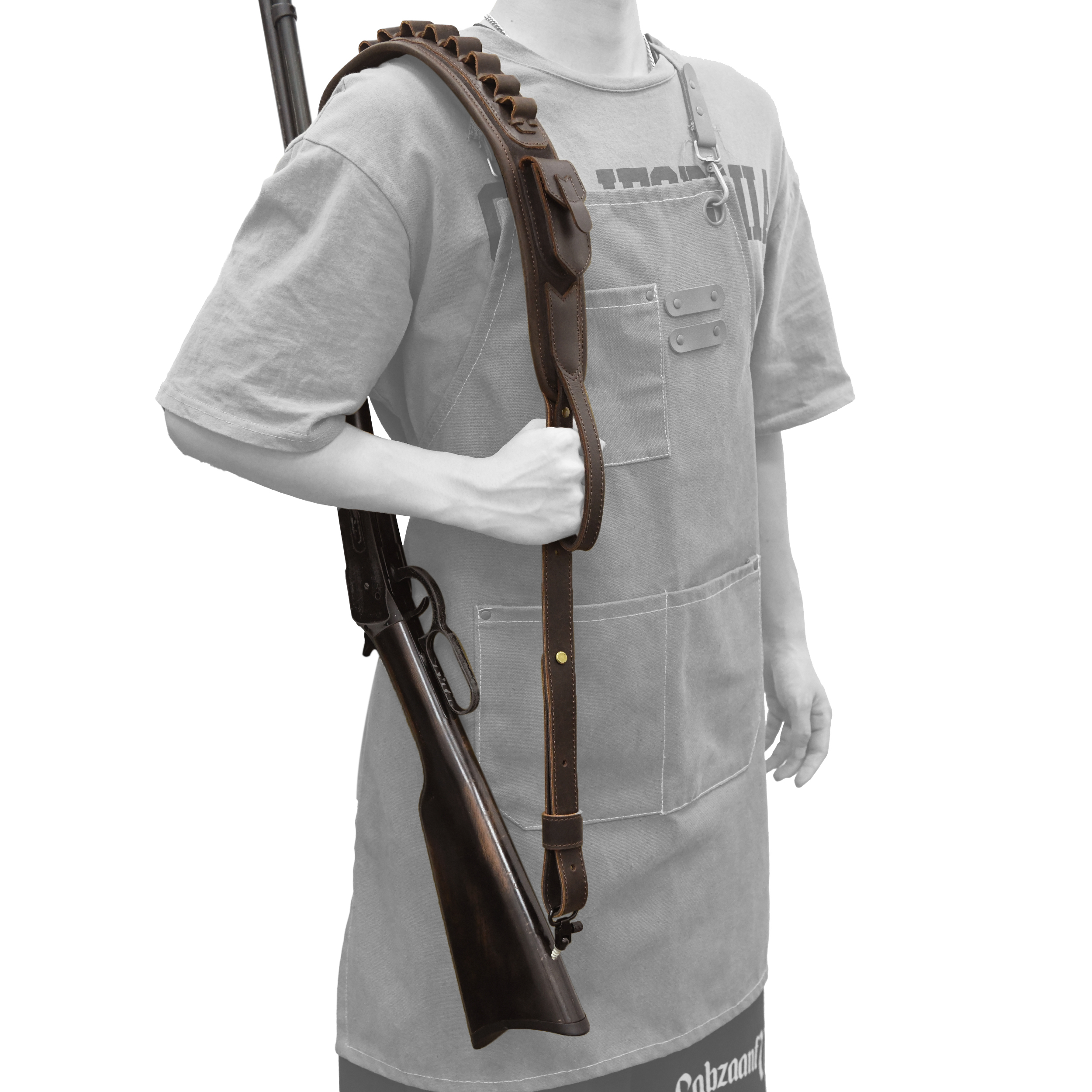 Leather Gun Sling Shell Holder Hunting Rifle Sling with Handle Strap