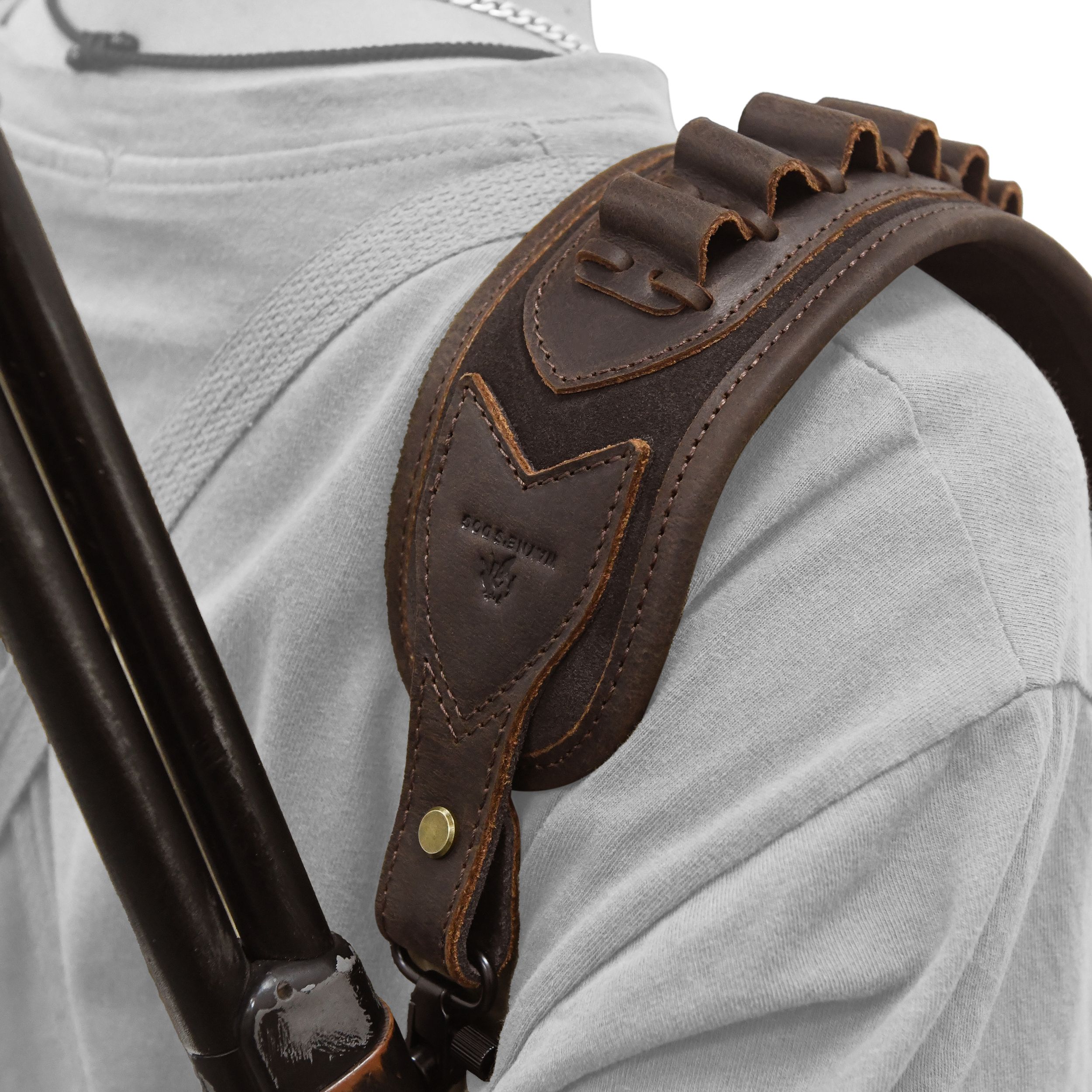 Leather Gun Sling Shell Holder Hunting Rifle Sling with Handle Strap