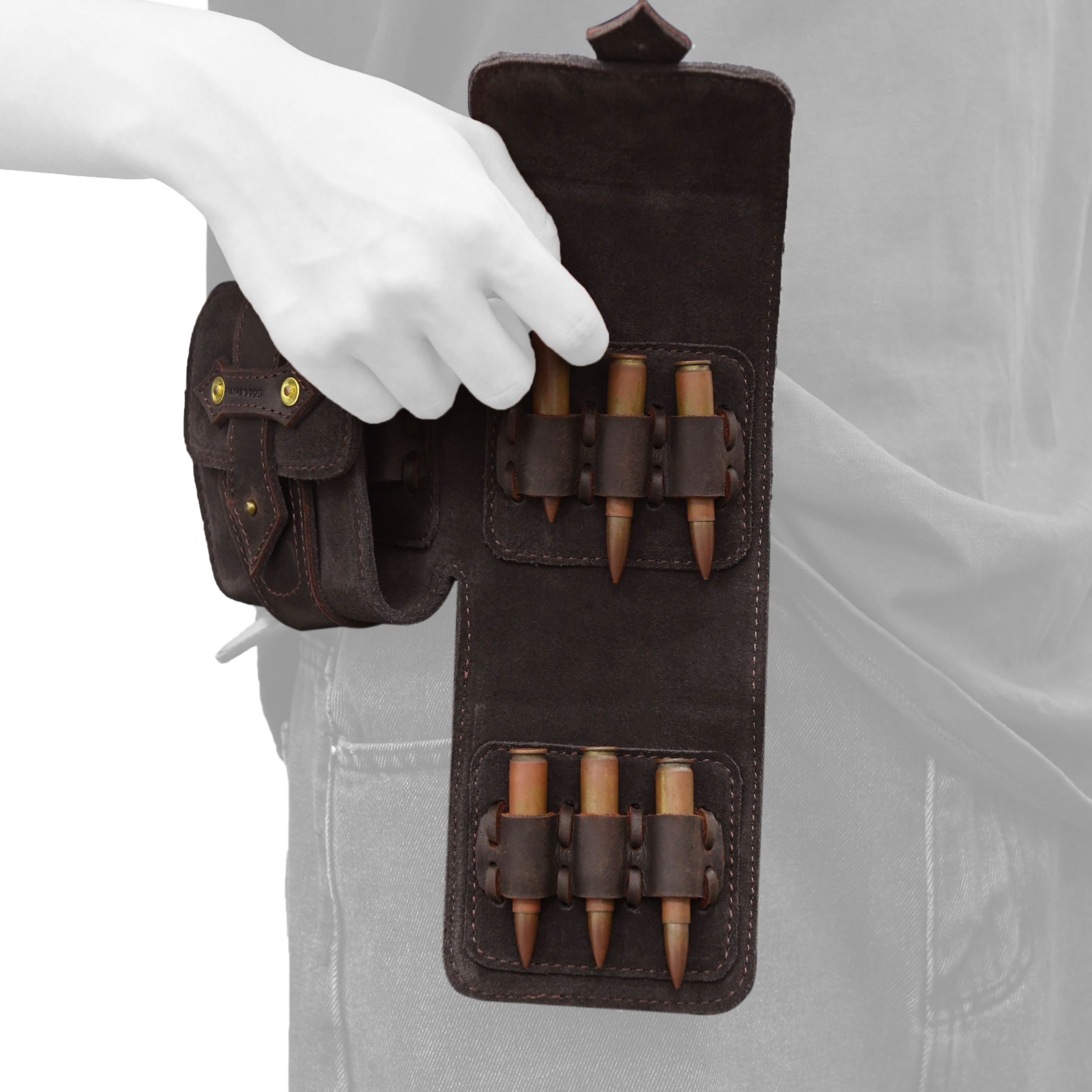 Leather Ammo Carrier Belt Pouch Bullet Holder Cartridge Carrier Waist