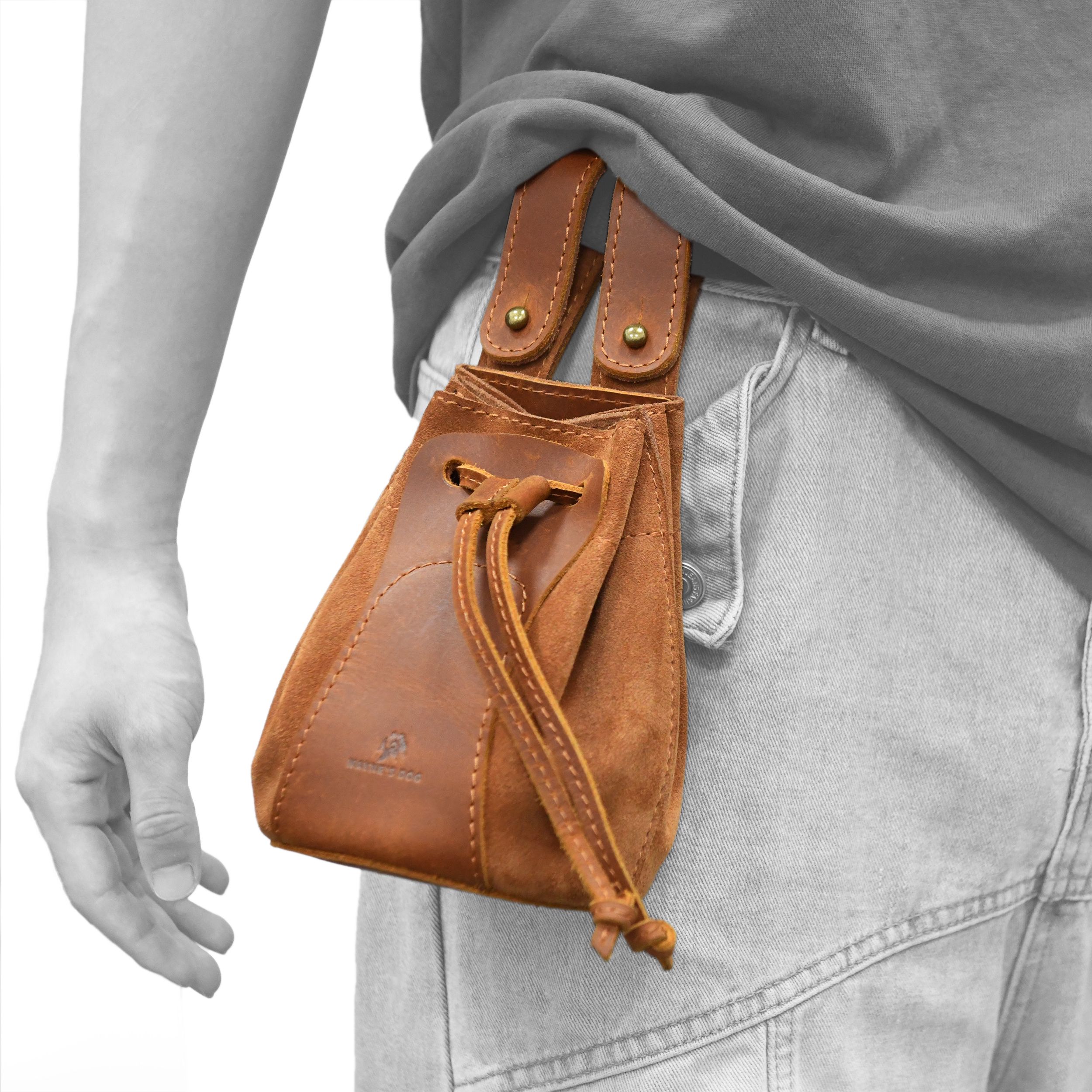 Leather Suede Drawstring Ammo Pouch Rifle Ammo Magazine Belt Bag