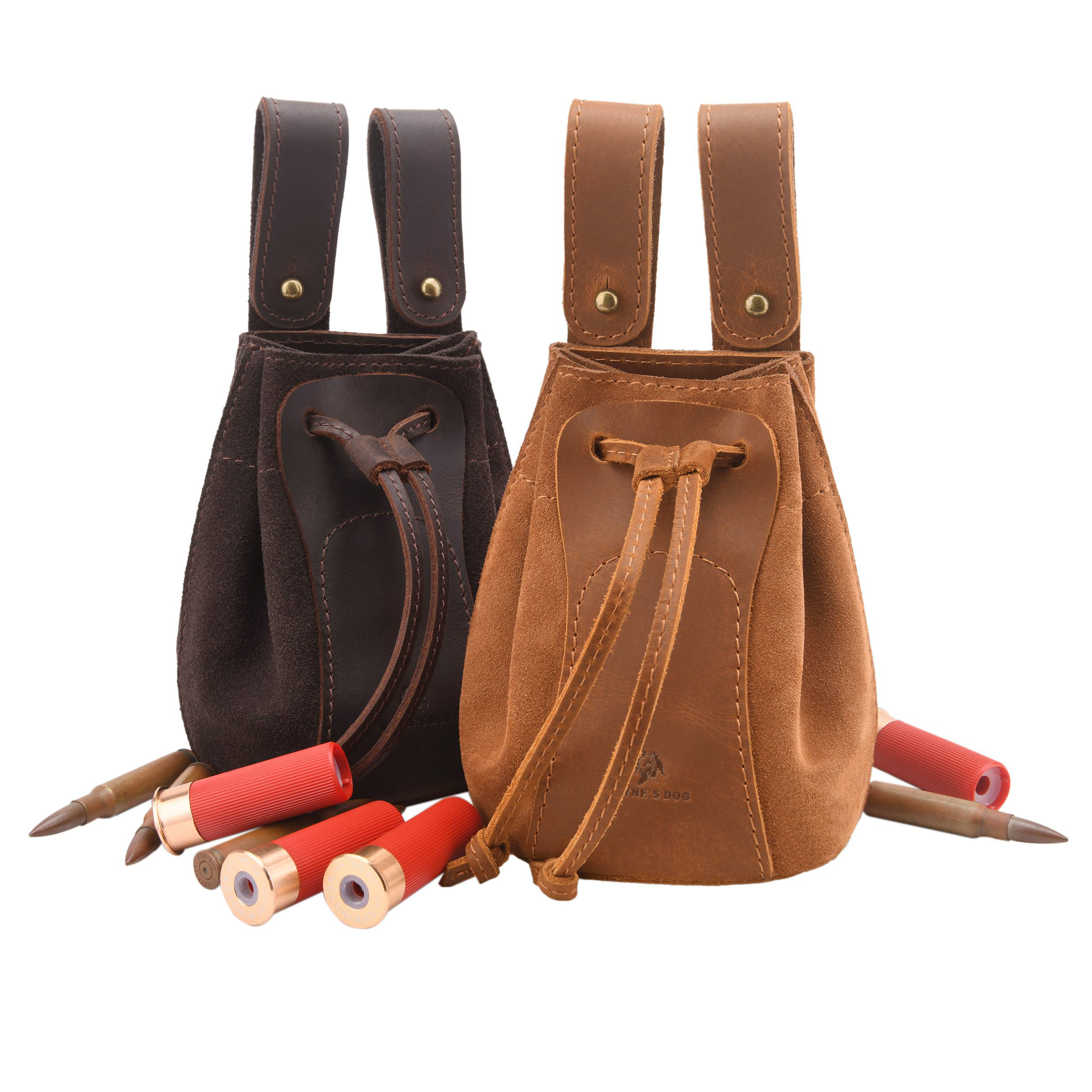 Leather Suede Drawstring Ammo Pouch Rifle Ammo Magazine Belt Bag