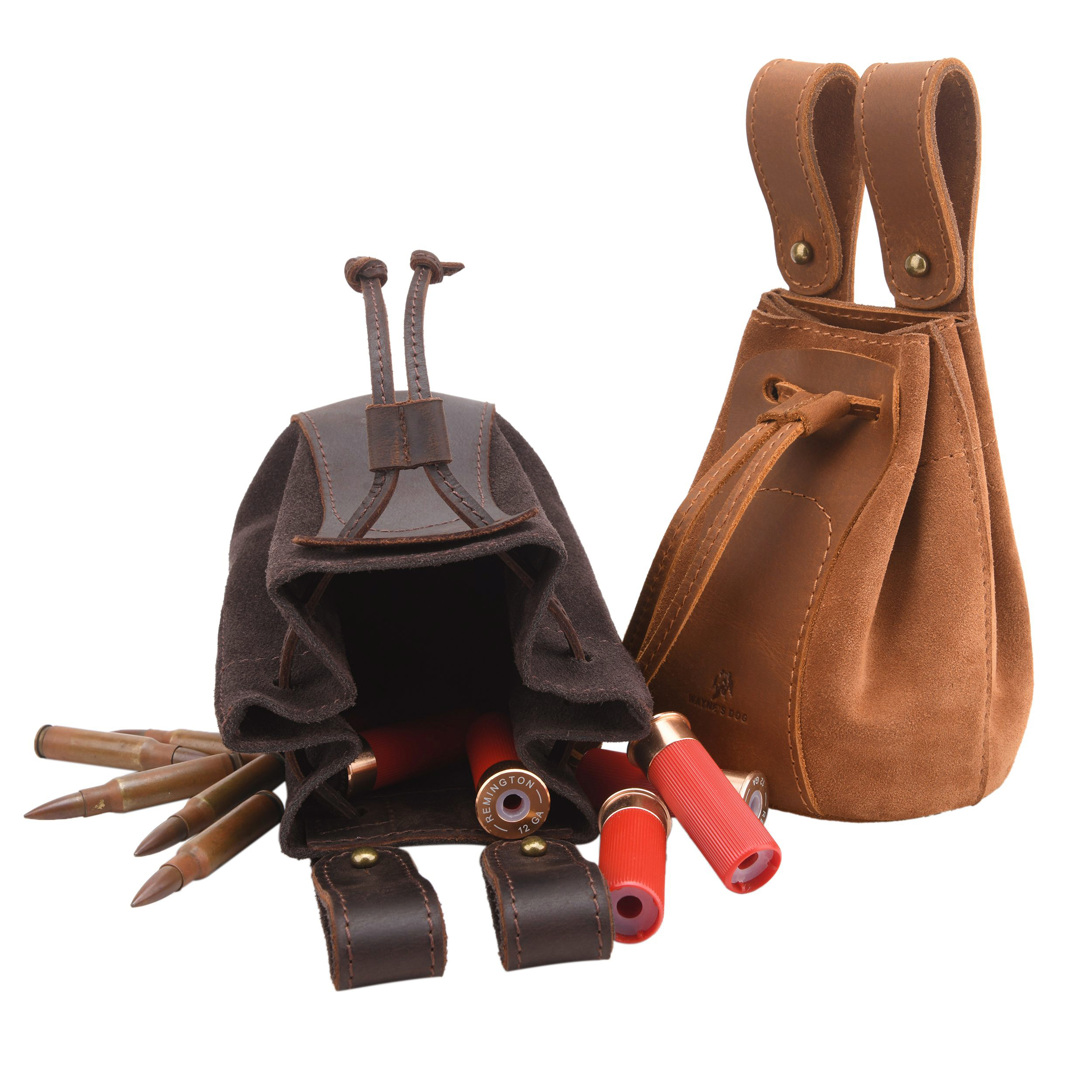Leather Suede Drawstring Ammo Pouch Rifle Ammo Magazine Belt Bag