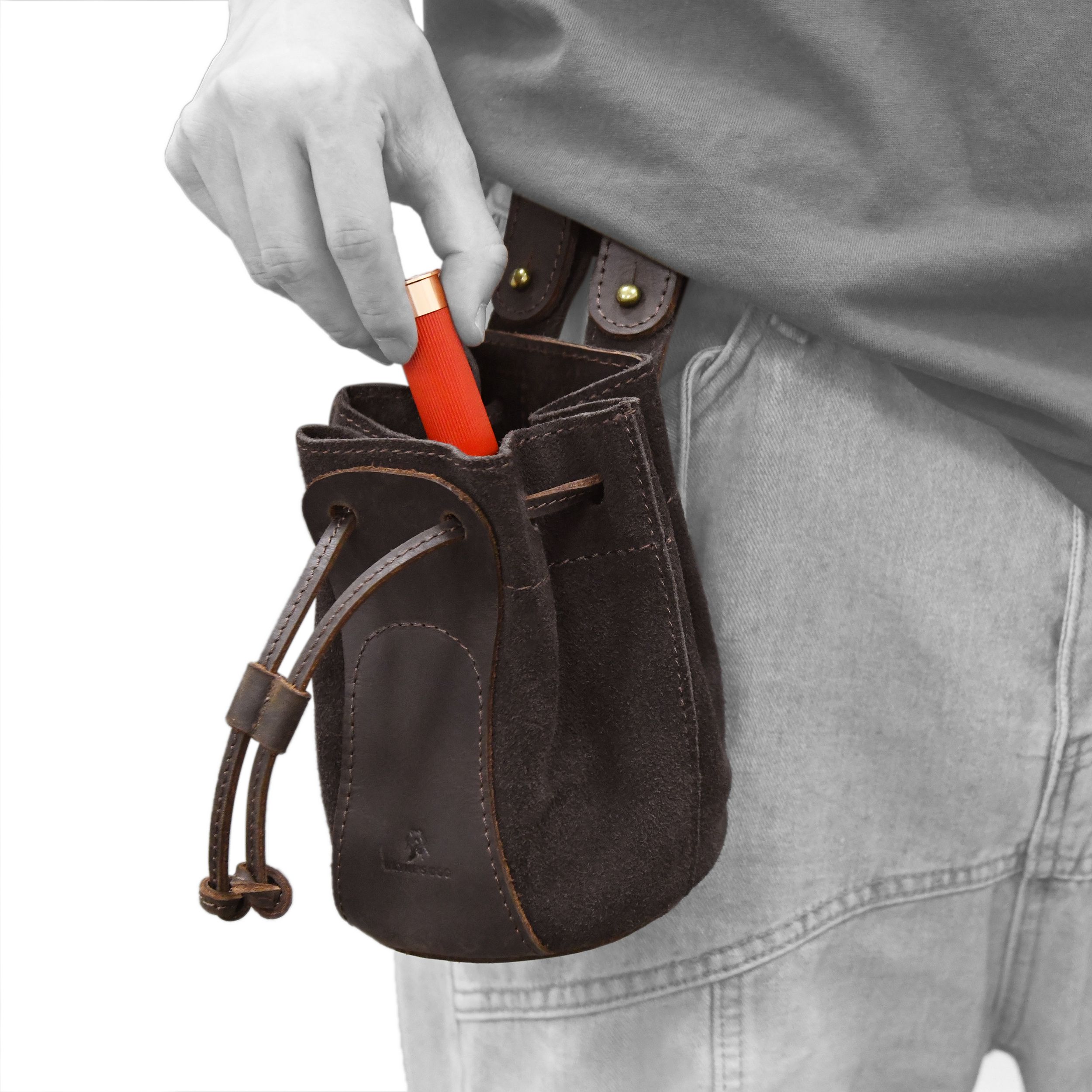 Leather Suede Drawstring Ammo Pouch Rifle Ammo Magazine Belt Bag