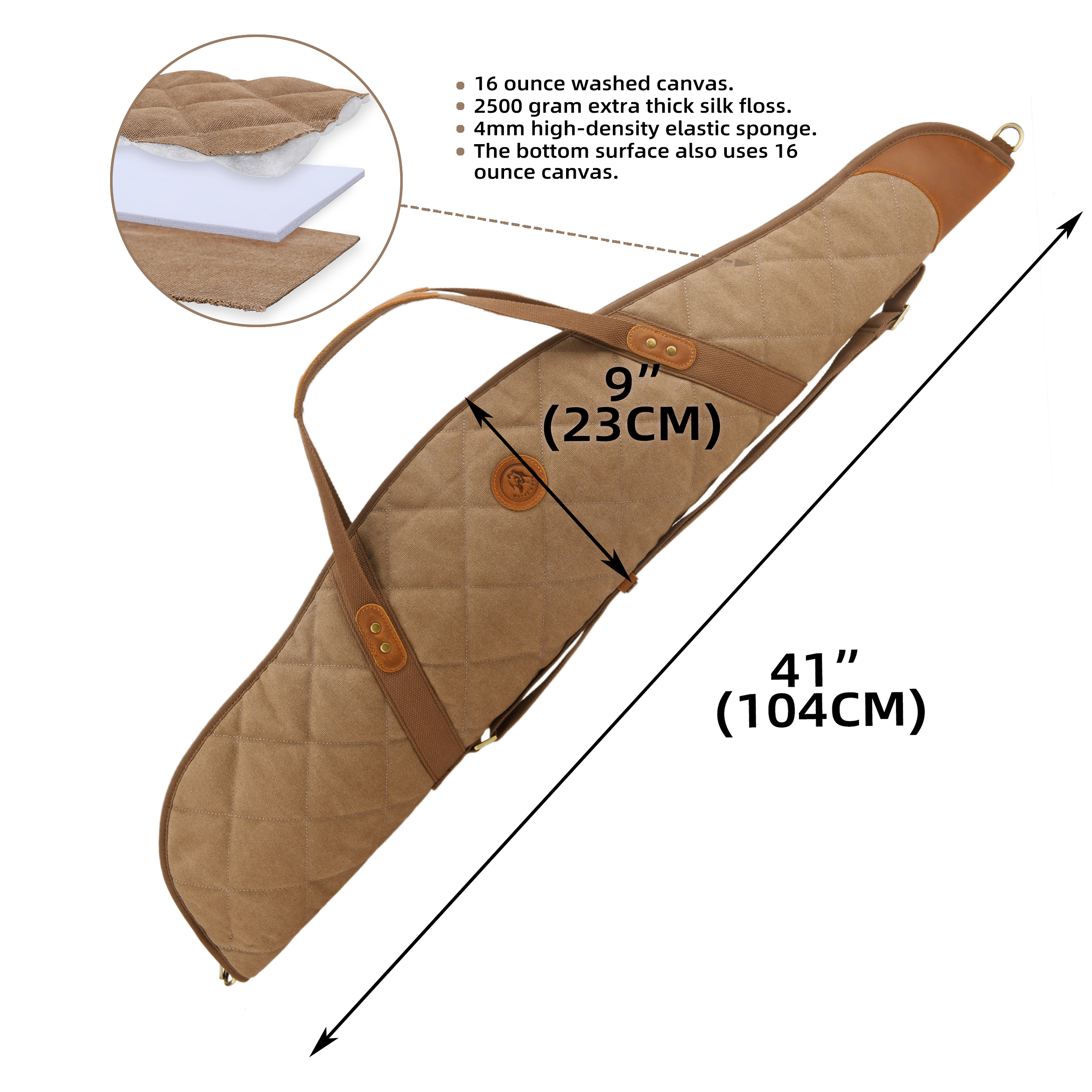 Soft Scoped Rifle & Shotgun Case, Canvas Leather Gun Storage Bag