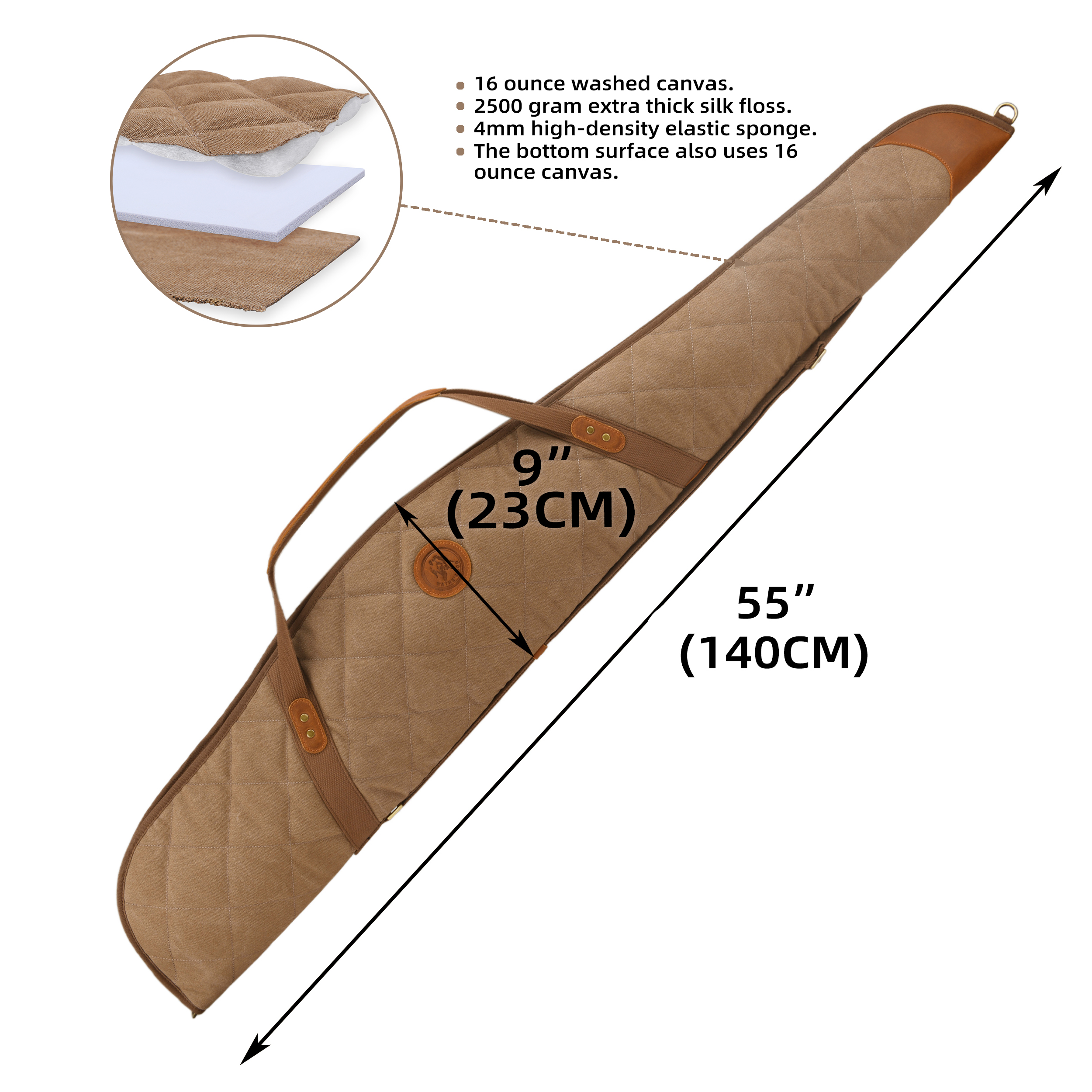 Soft Scoped Rifle & Shotgun Case, Canvas Leather Gun Storage Bag