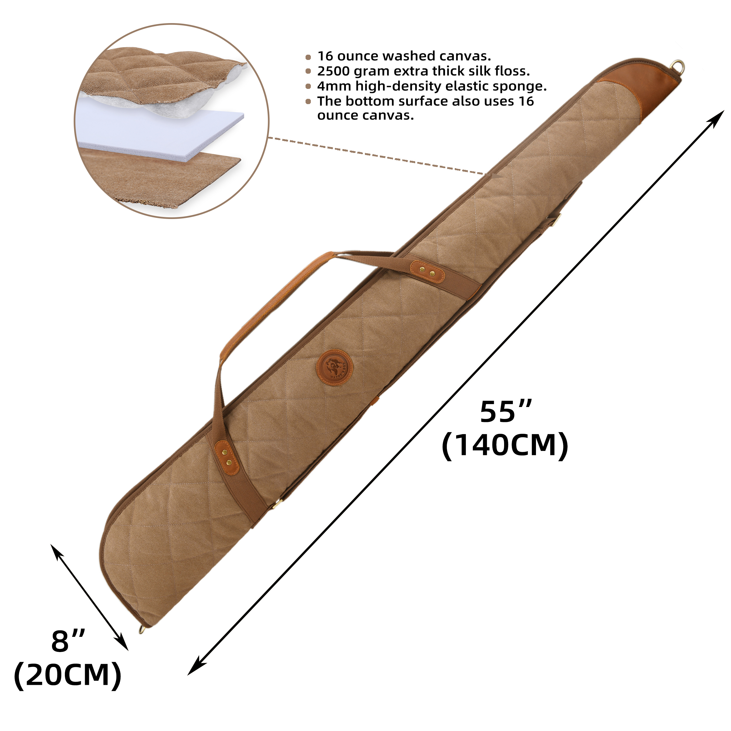 Soft Scoped Rifle & Shotgun Case, Canvas Leather Gun Storage Bag