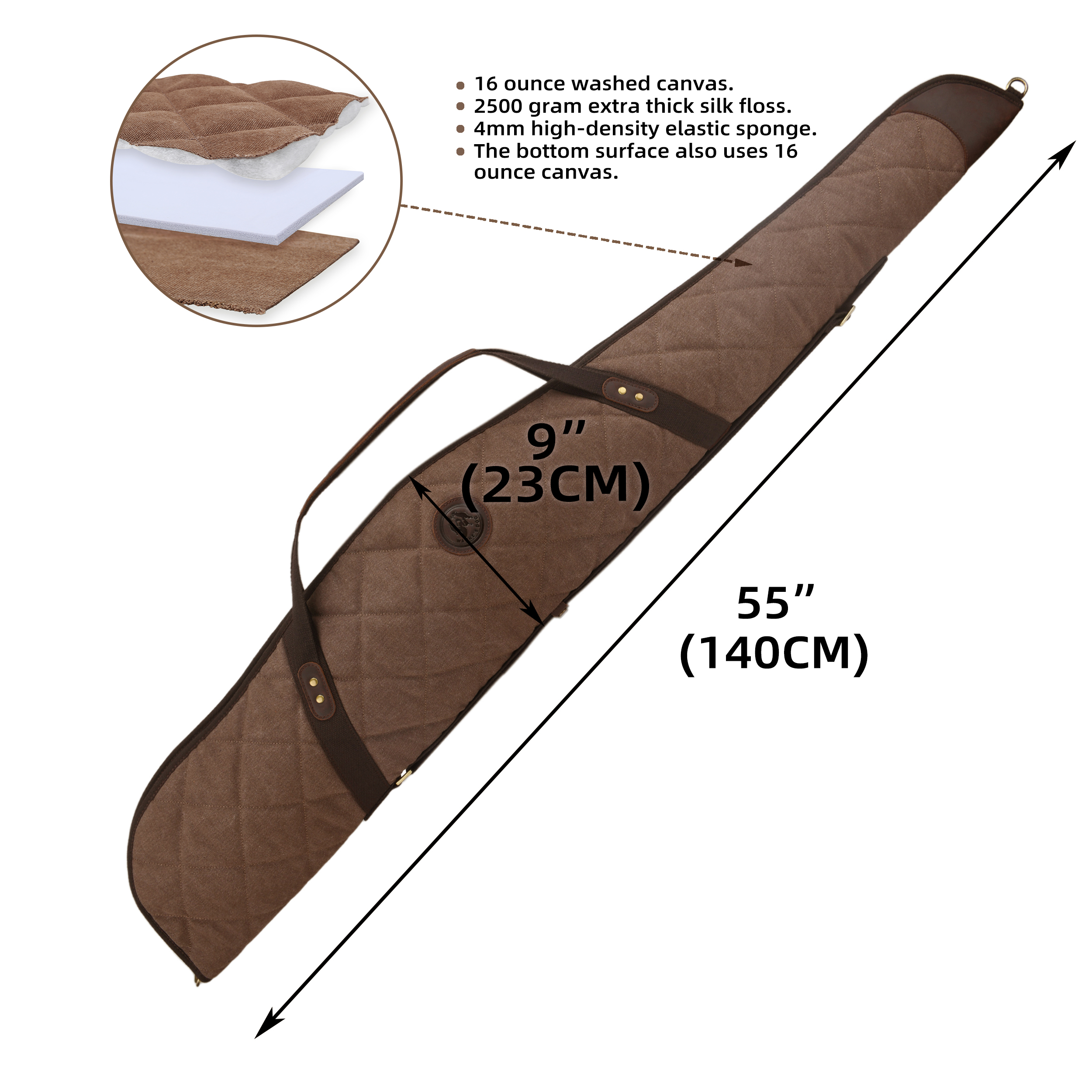 Soft Scoped Rifle & Shotgun Case, Canvas Leather Gun Storage Bag
