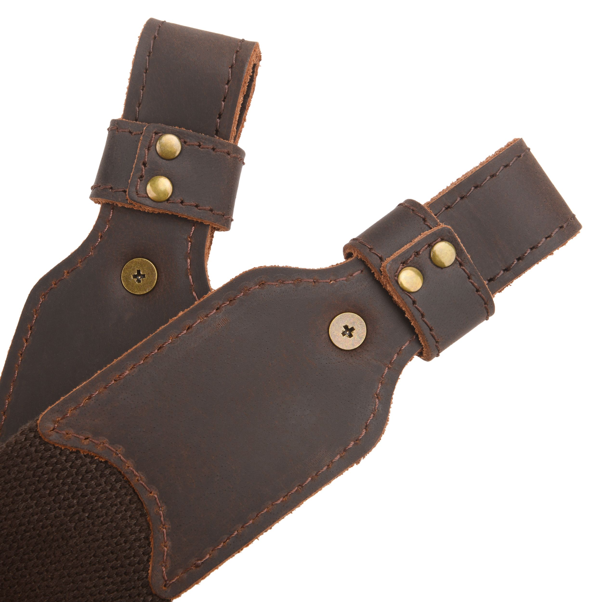 Cotton Leather Ammo Holder Rifle Sling Adjustable Hunting Gun Strap