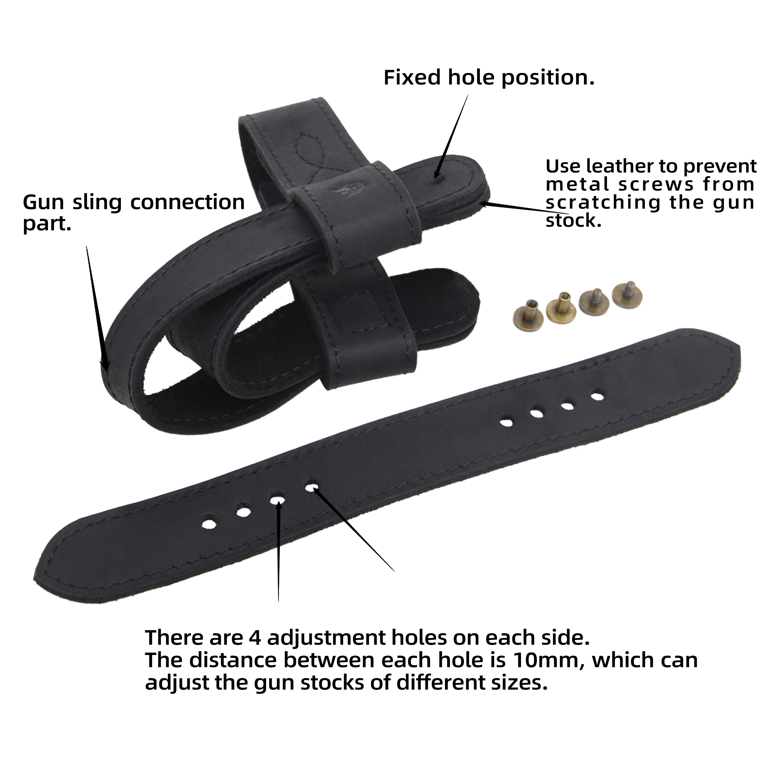 No Drill Gun Stock Harness, Leather Rifle Sling Harness