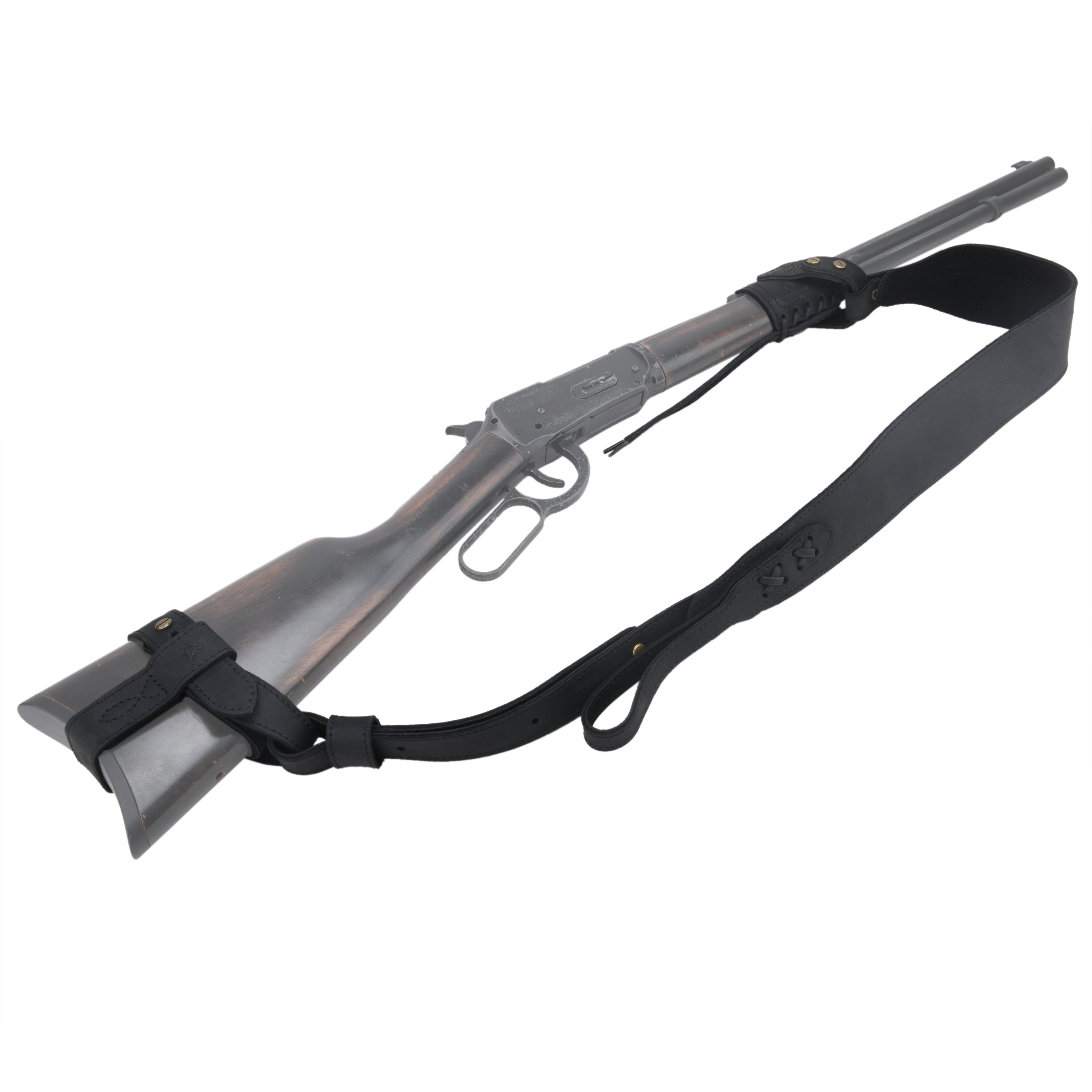 No Drill Leather Rifle Sling with Stock Harness and Barrel Mount