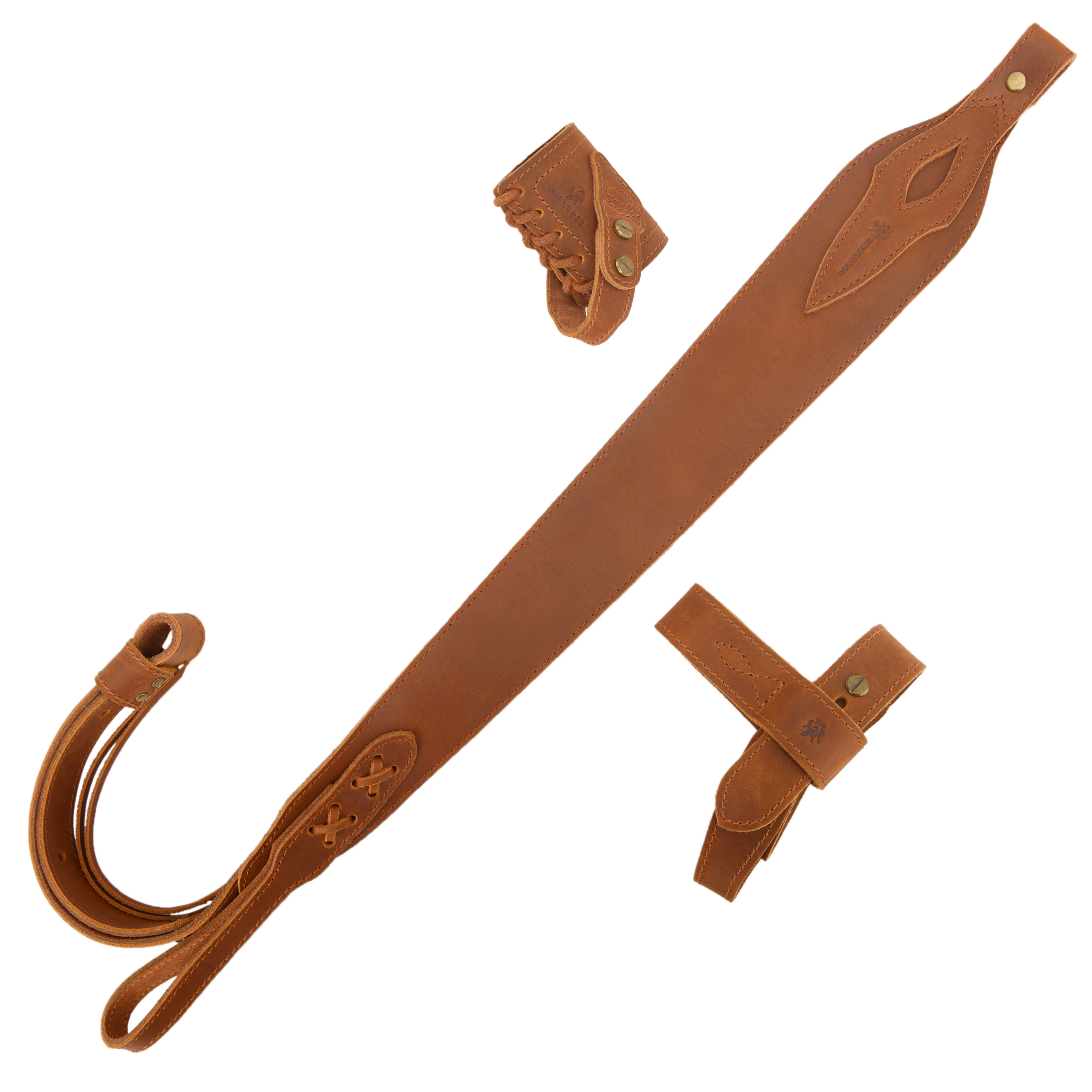 No Drill Leather Rifle Sling with Stock Harness and Barrel Mount