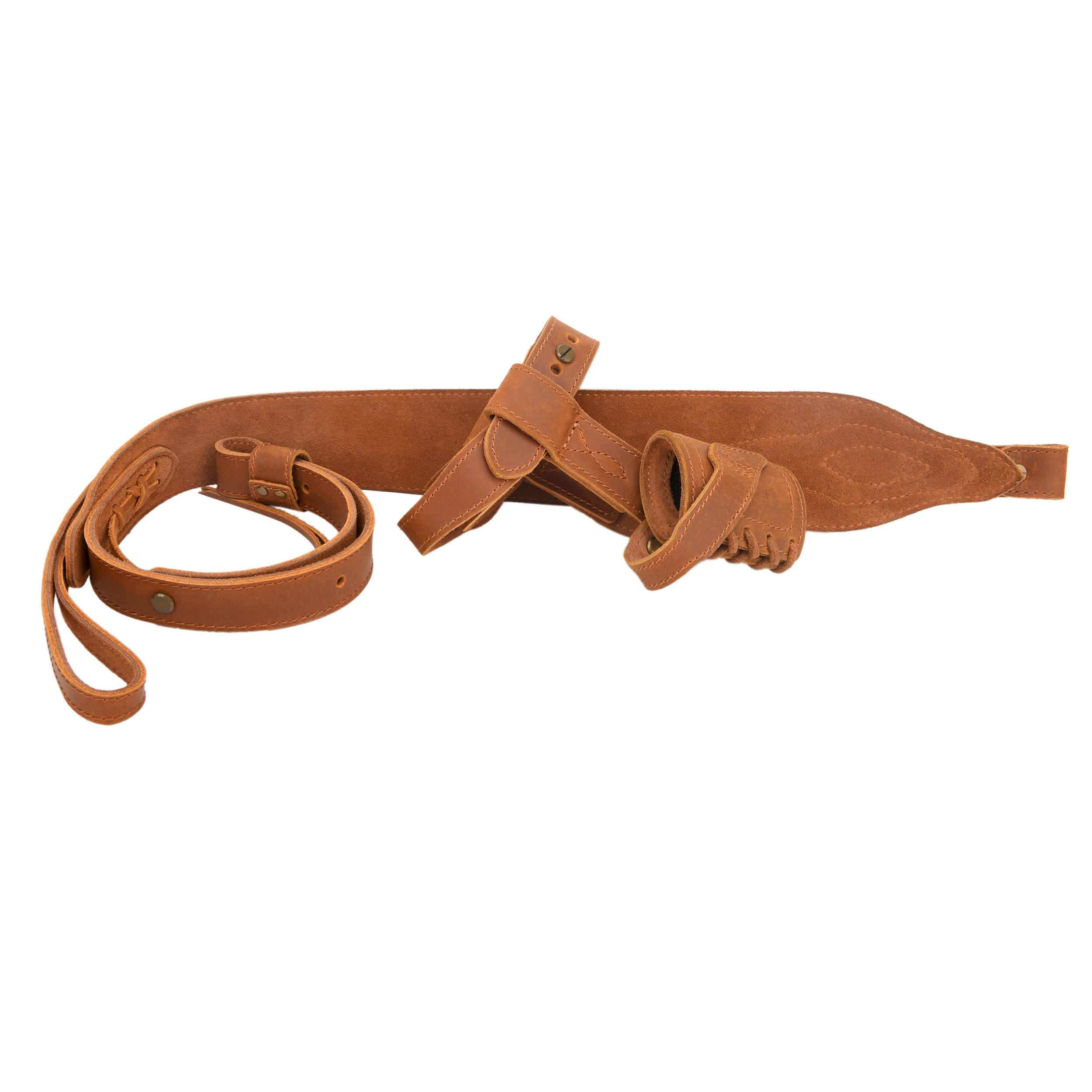 No Drill Leather Rifle Sling with Stock Harness and Barrel Mount