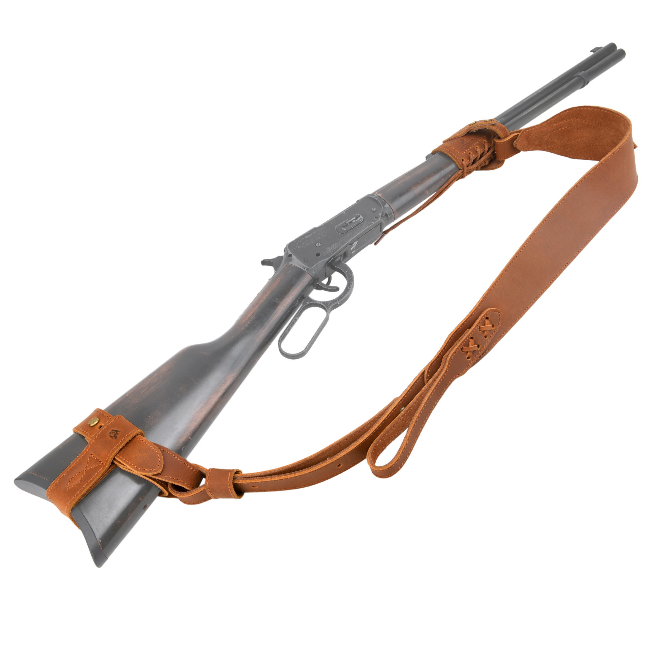 No Drill Leather Rifle Sling with Stock Harness and Barrel Mount