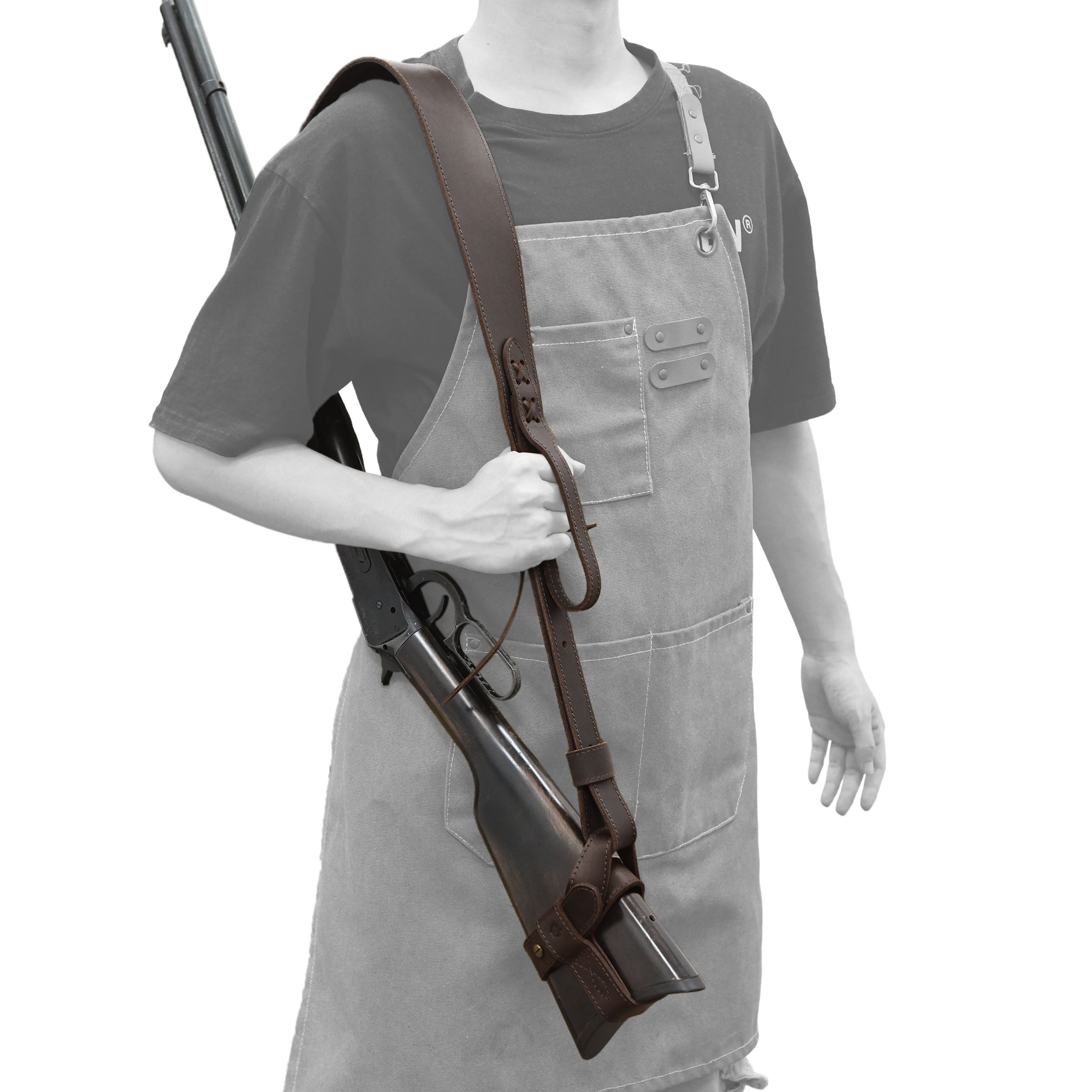 No Drill Leather Rifle Sling with Stock Harness and Barrel Mount