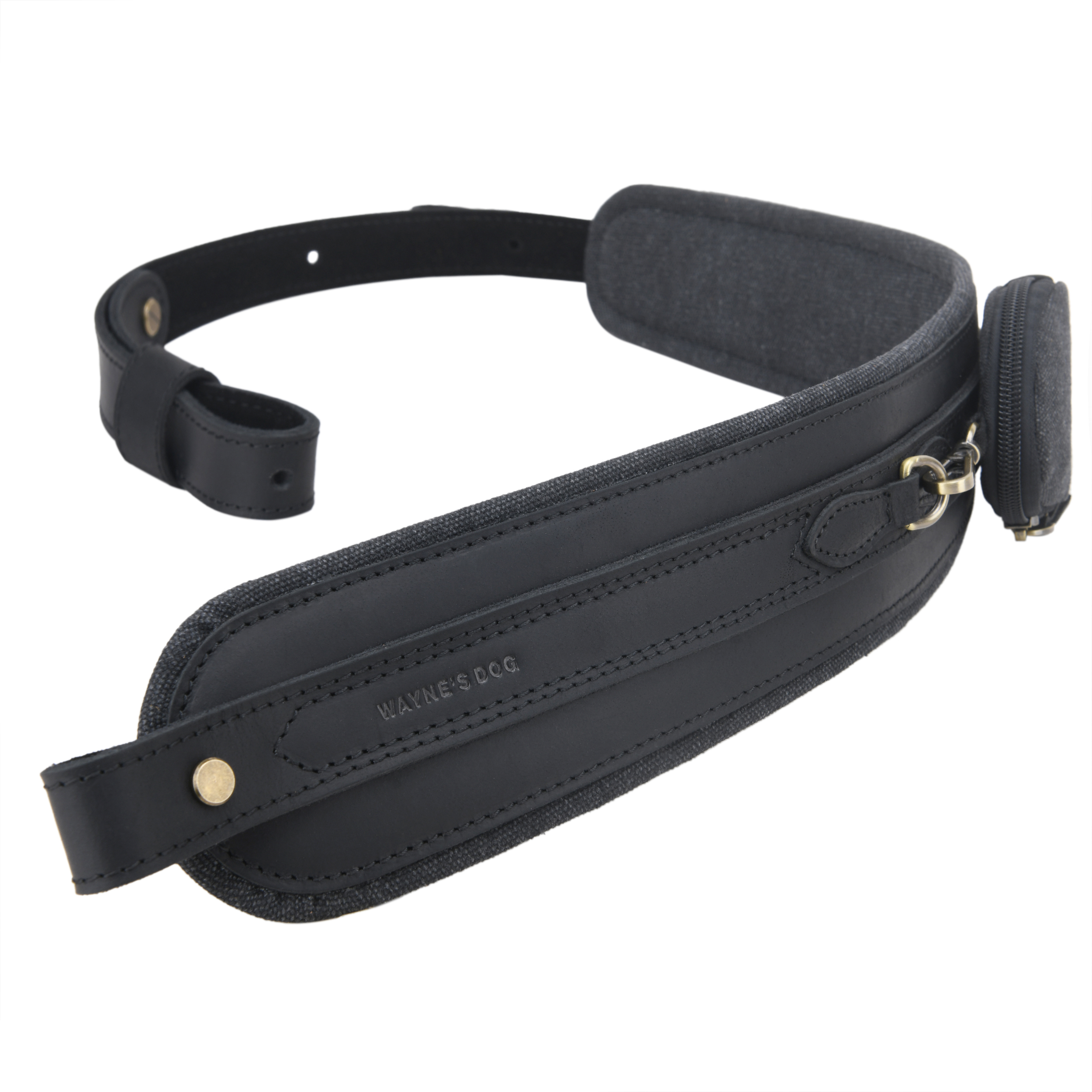 Leather Gun Sling with Removable Canvas Bag Pouches, Padded Straps