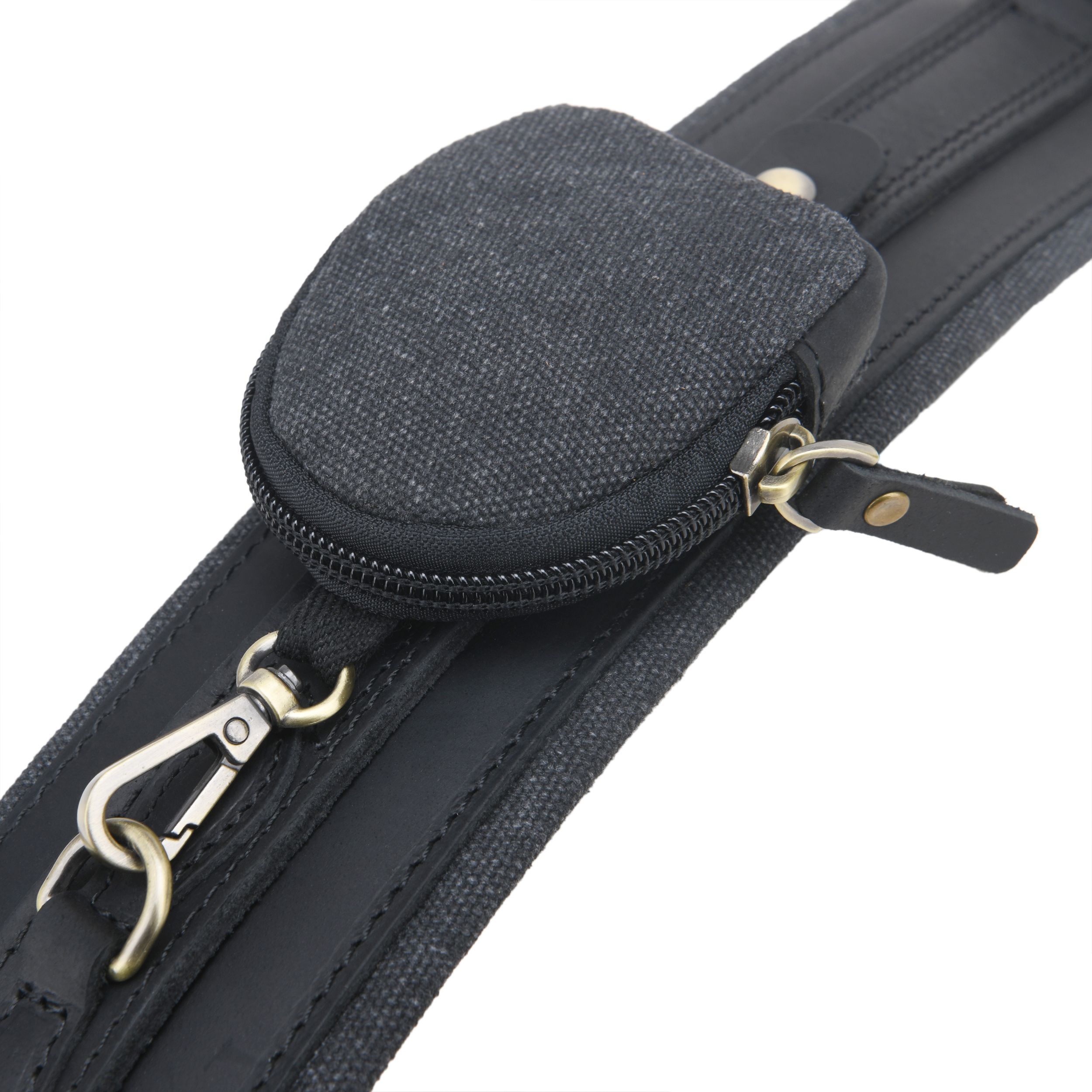 Leather Gun Sling with Removable Canvas Bag Pouches, Padded Straps