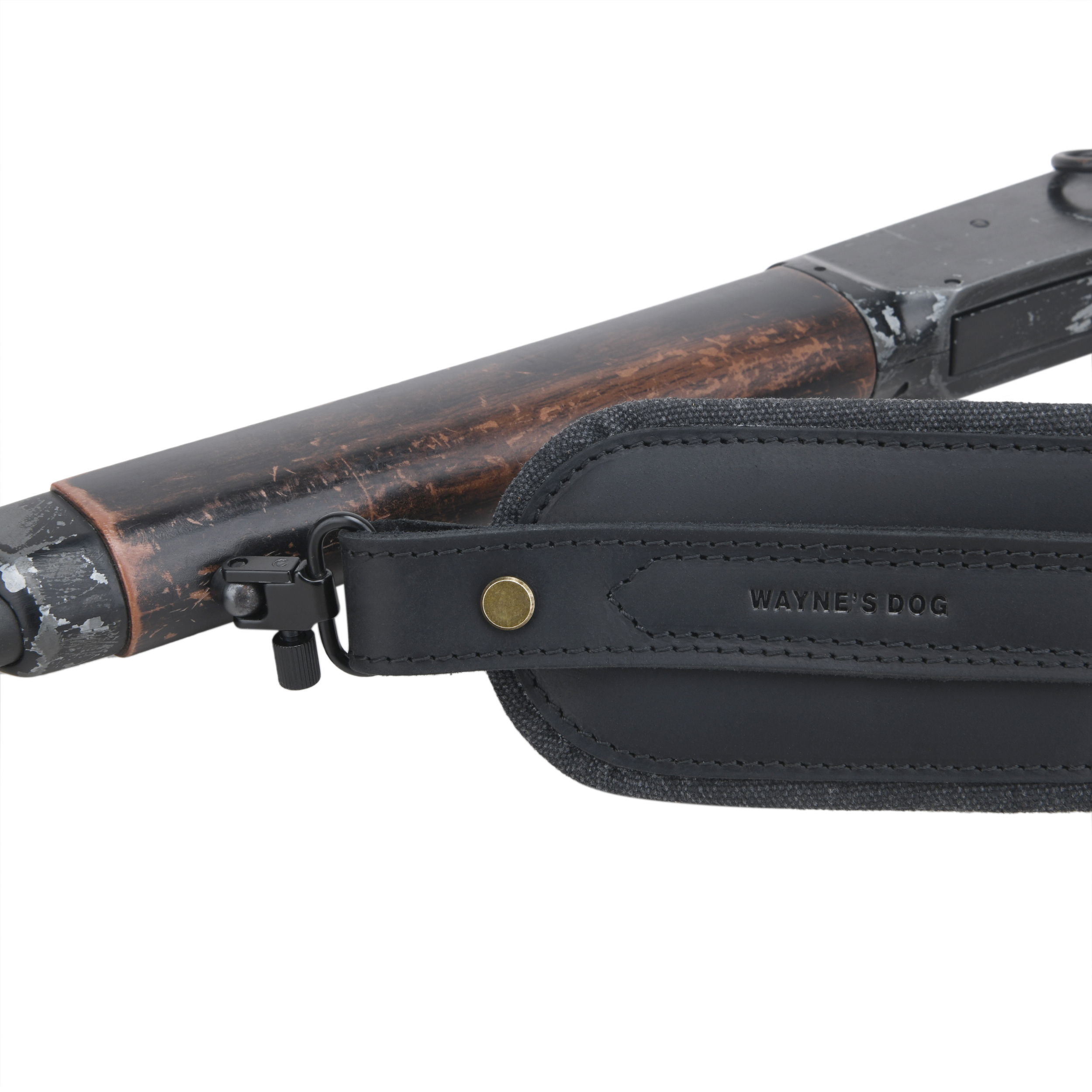 Leather Gun Sling with Removable Canvas Bag Pouches, Padded Straps