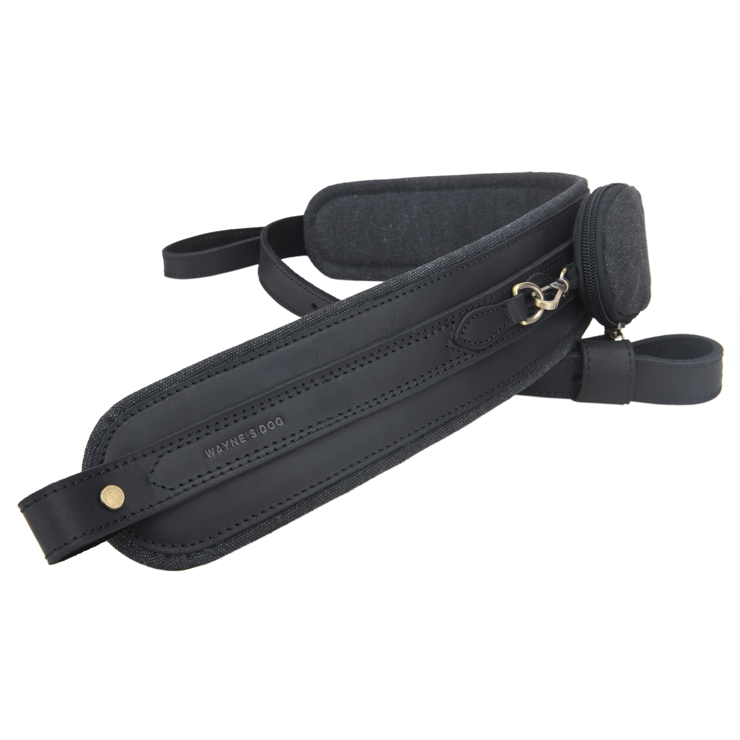 Leather Gun Sling with Removable Canvas Bag Pouches, Padded Straps