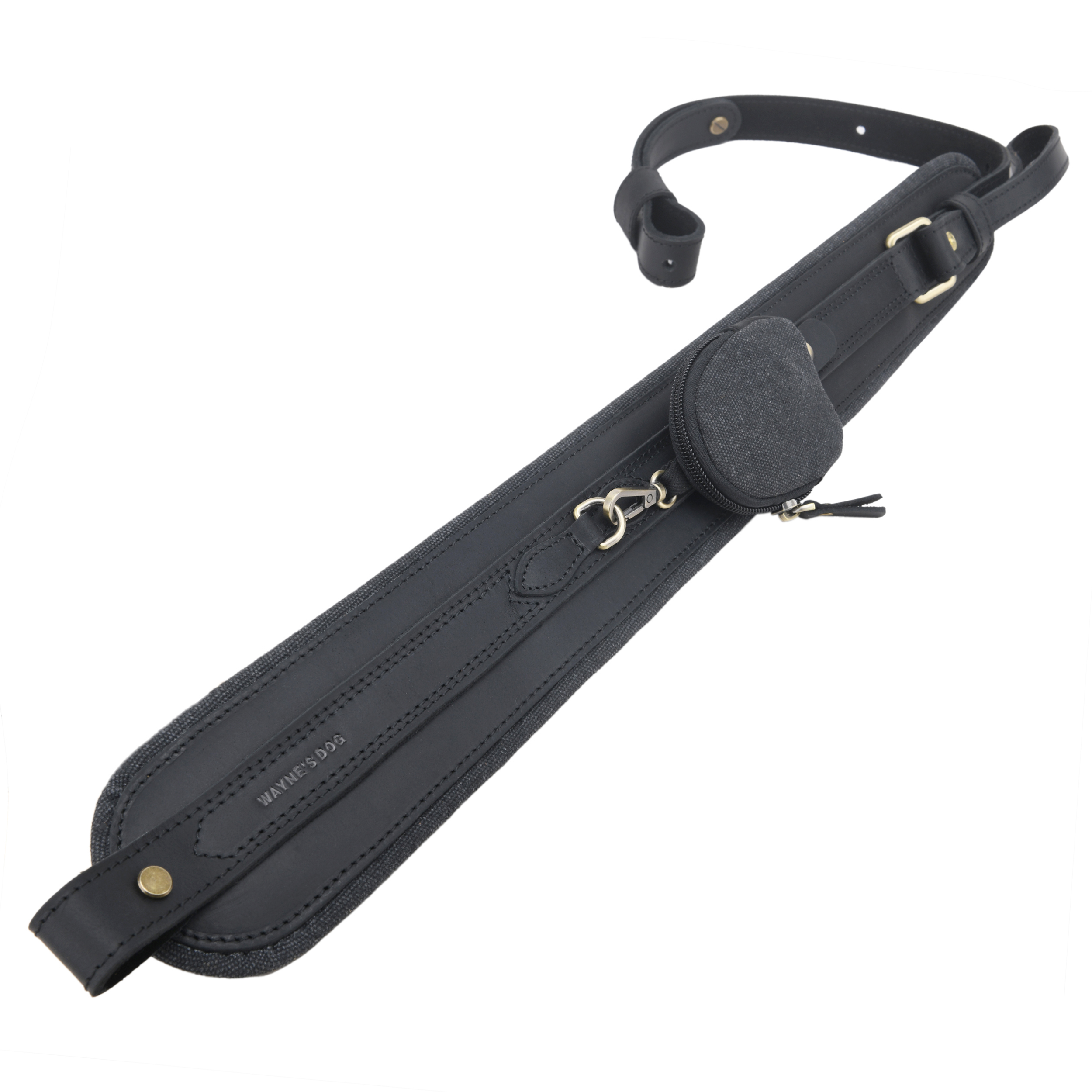 Leather Gun Sling with Removable Canvas Bag Pouches, Padded Straps