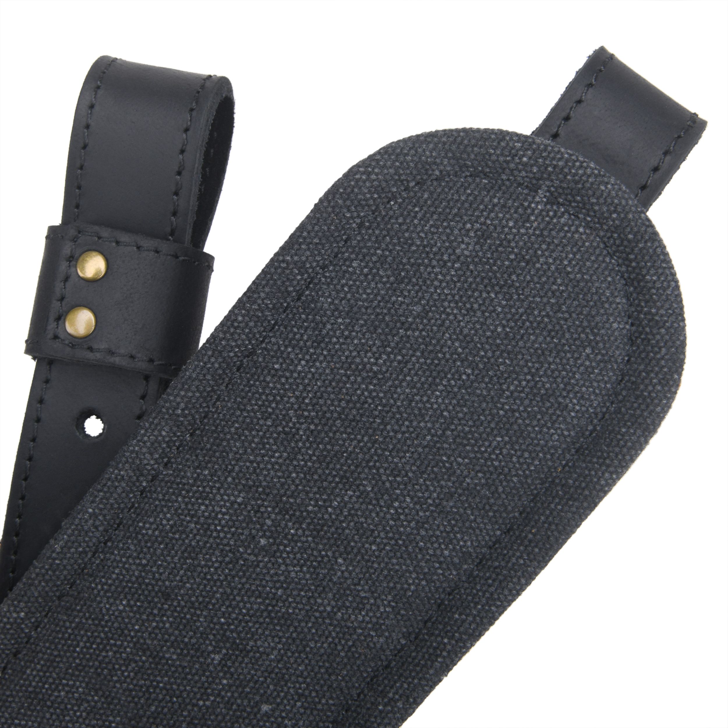 Leather Gun Sling with Removable Canvas Bag Pouches, Padded Straps