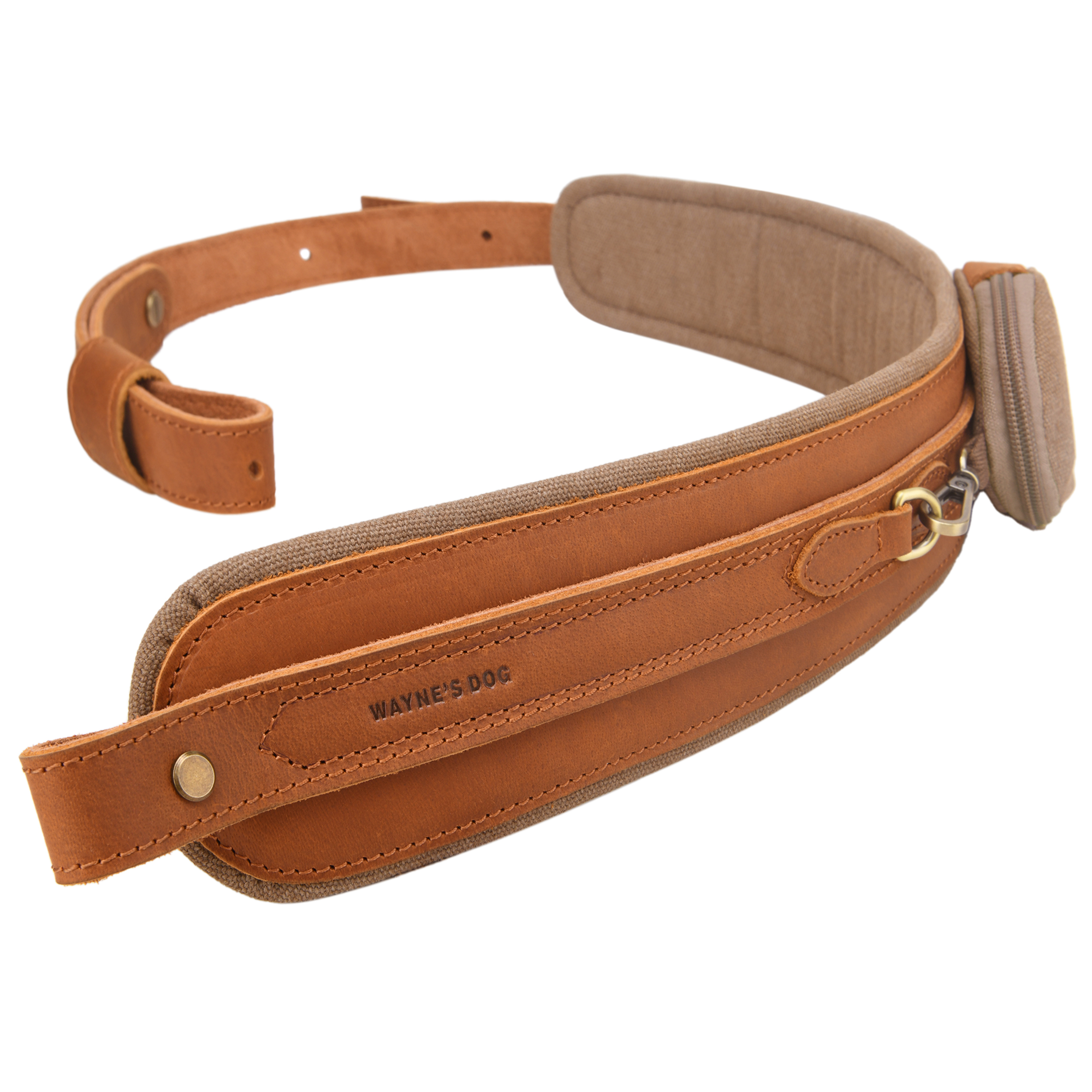 Leather Gun Sling with Removable Canvas Bag Pouches, Padded Straps