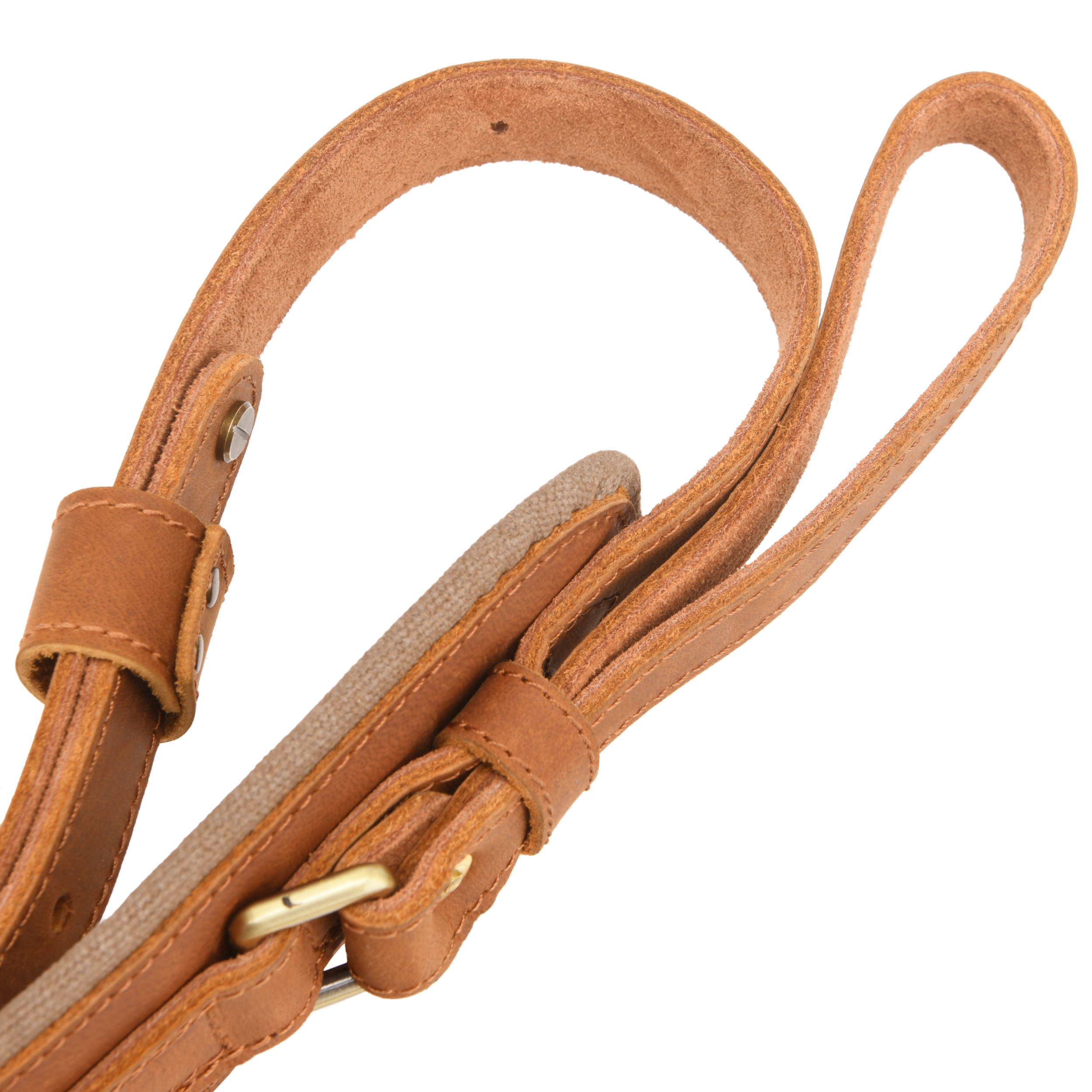 Leather Gun Sling with Removable Canvas Bag Pouches, Padded Straps