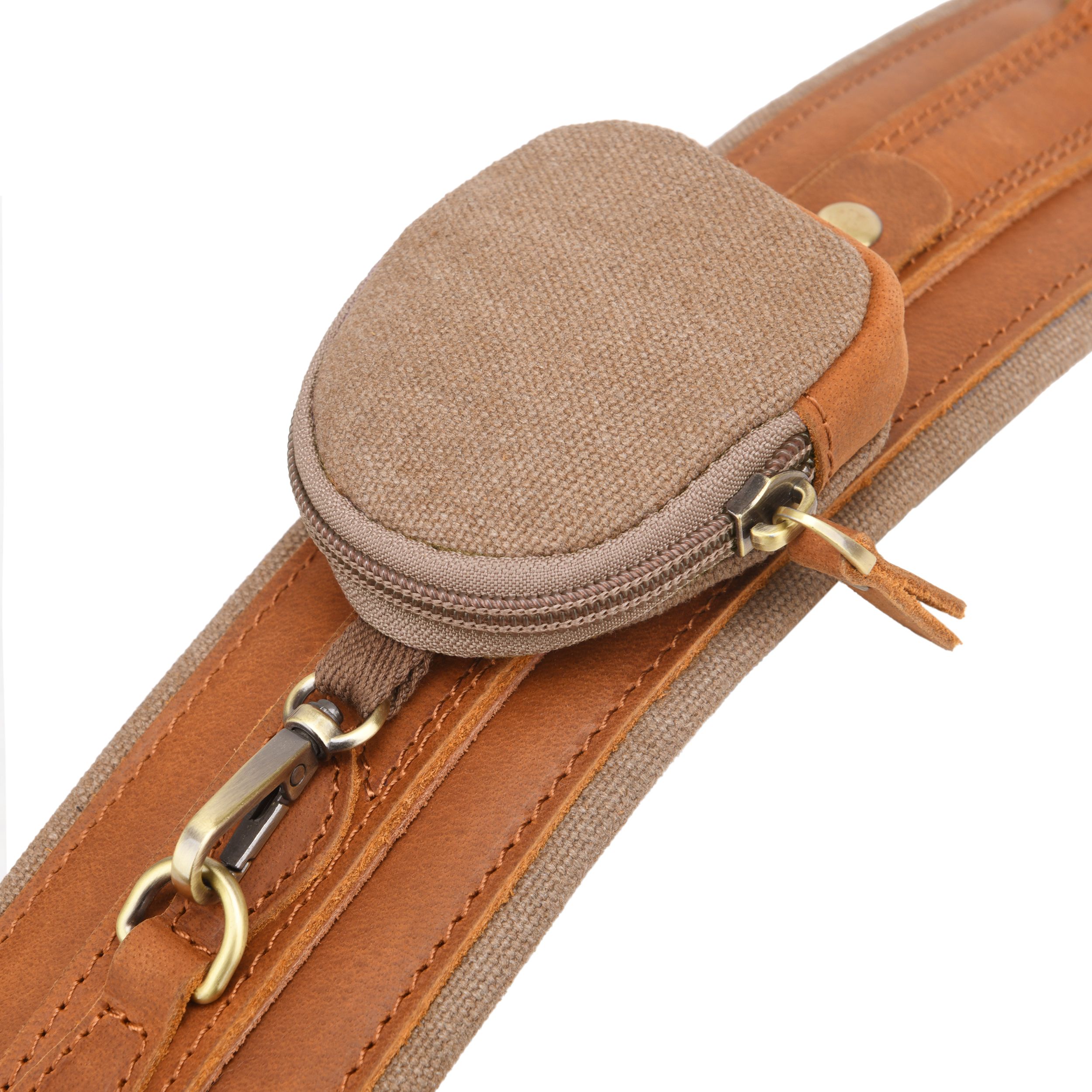 Leather Gun Sling with Removable Canvas Bag Pouches, Padded Straps