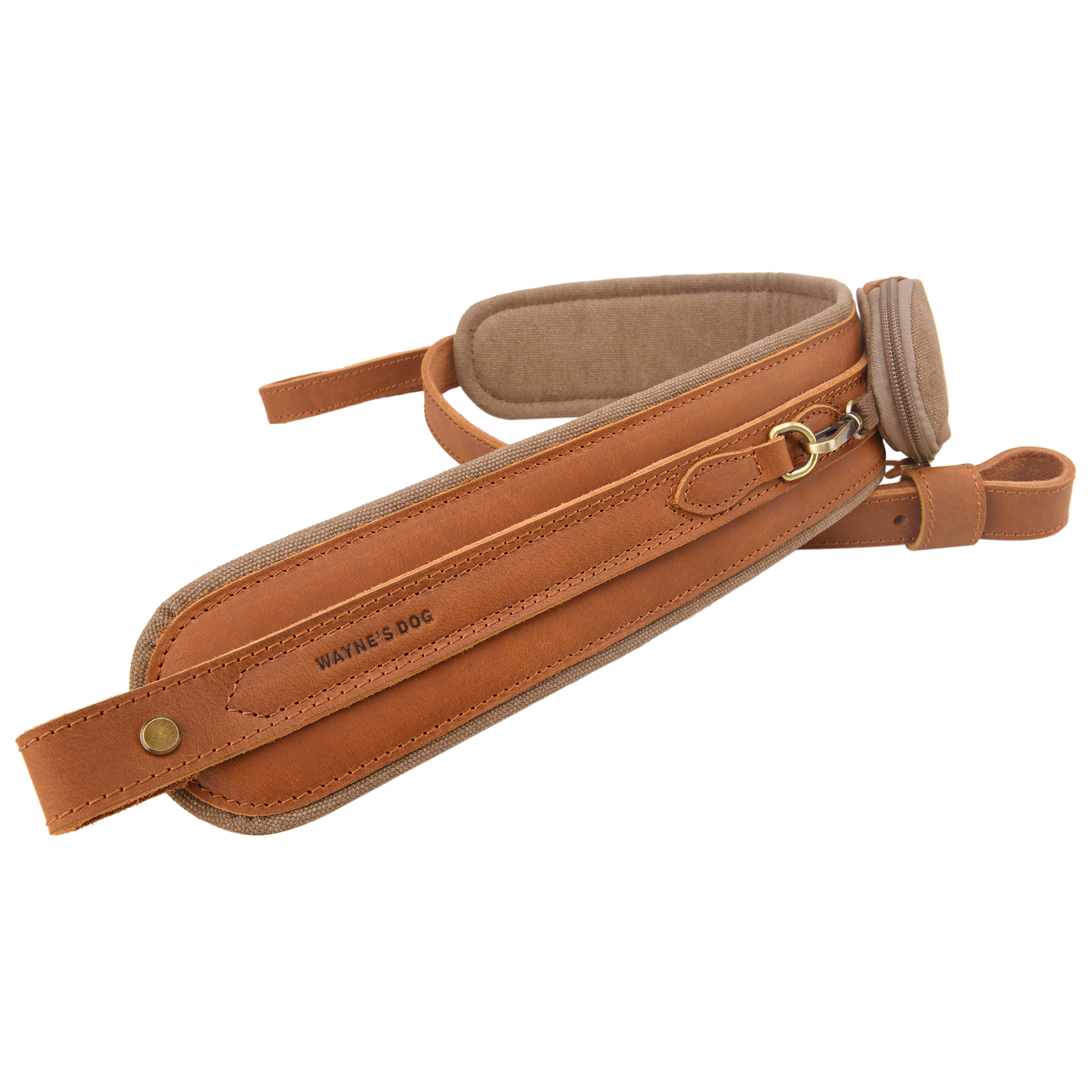 Leather Gun Sling with Removable Canvas Bag Pouches, Padded Straps