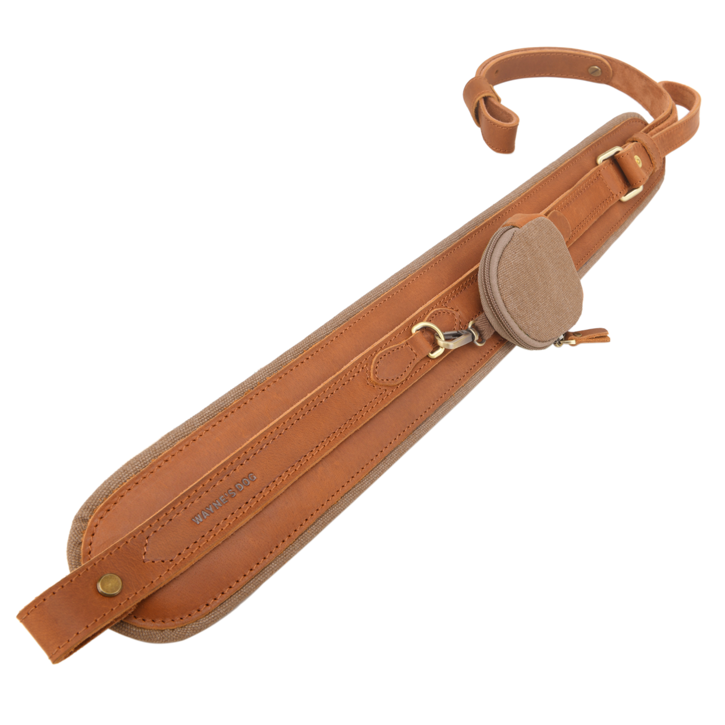 Leather Gun Sling with Removable Canvas Bag Pouches, Padded Straps