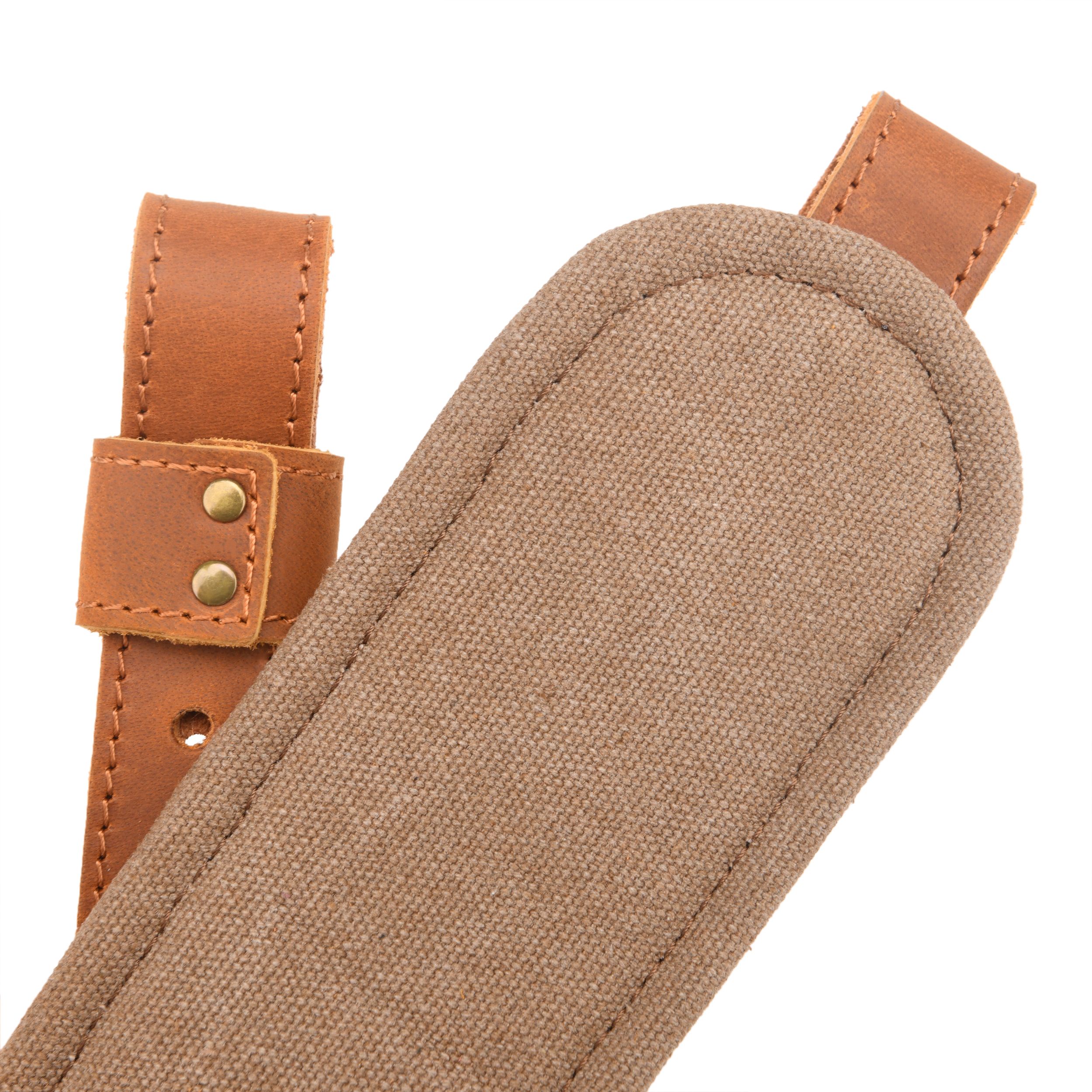 Leather Gun Sling with Removable Canvas Bag Pouches, Padded Straps