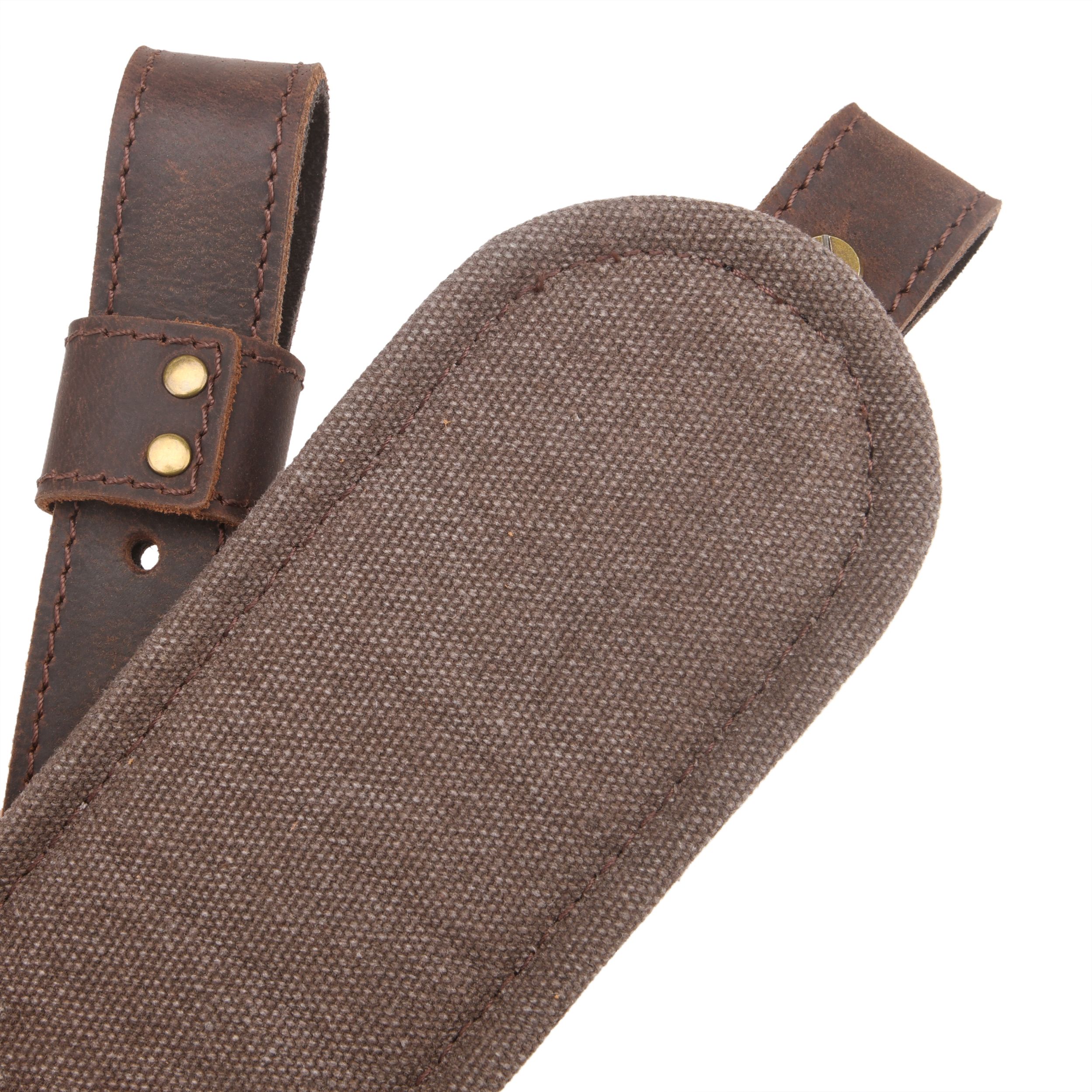 Leather Gun Sling with Removable Canvas Bag Pouches, Padded Straps