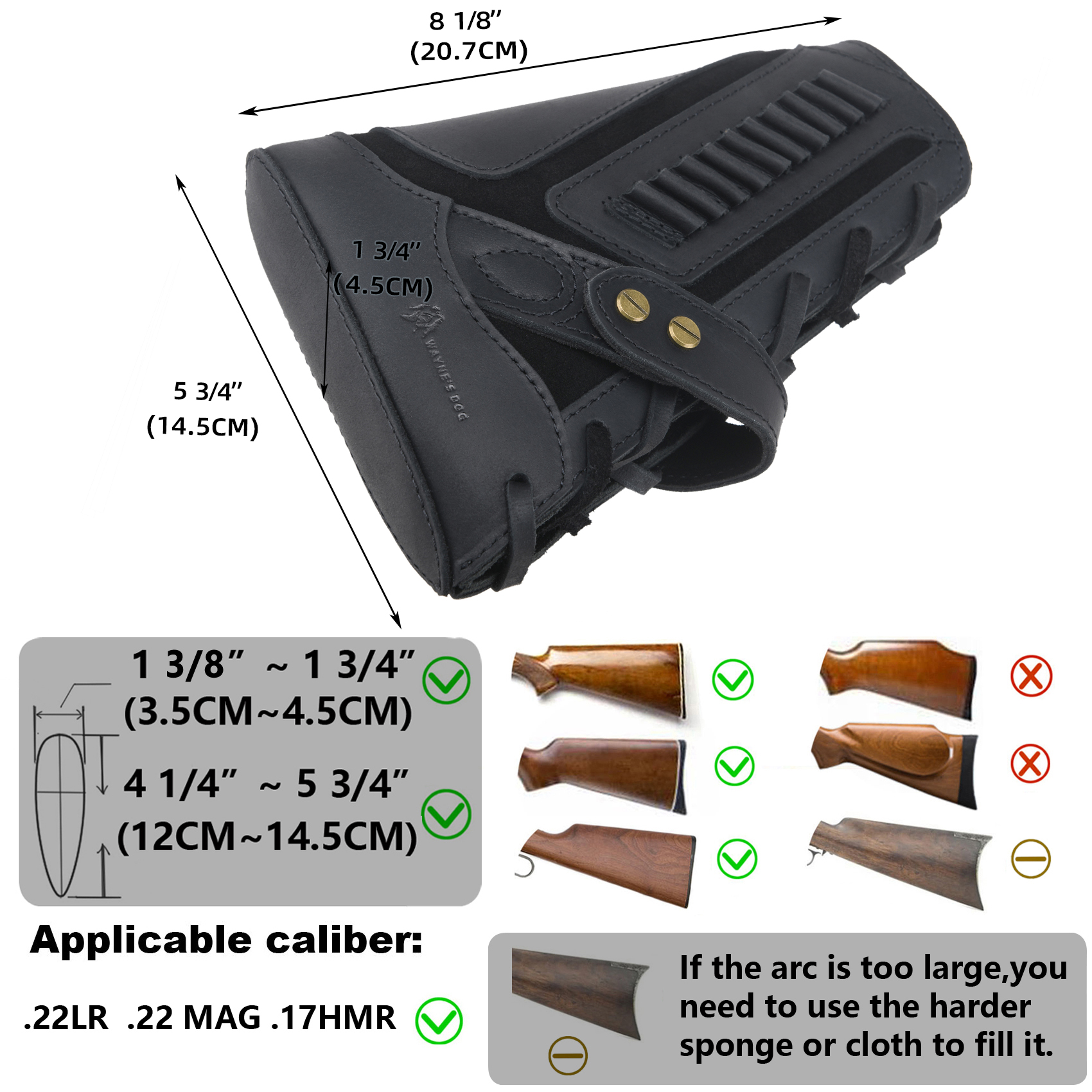 No Drill Set Leather Rifle Sling, Gun Buttstock, Sling Ring for.308.22