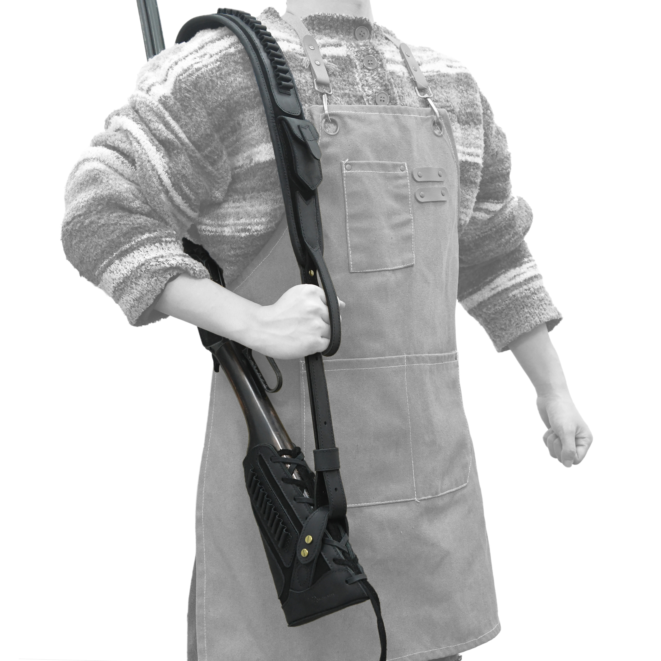 No Drill Set Leather Rifle Sling, Gun Buttstock, Sling Ring for.308.22