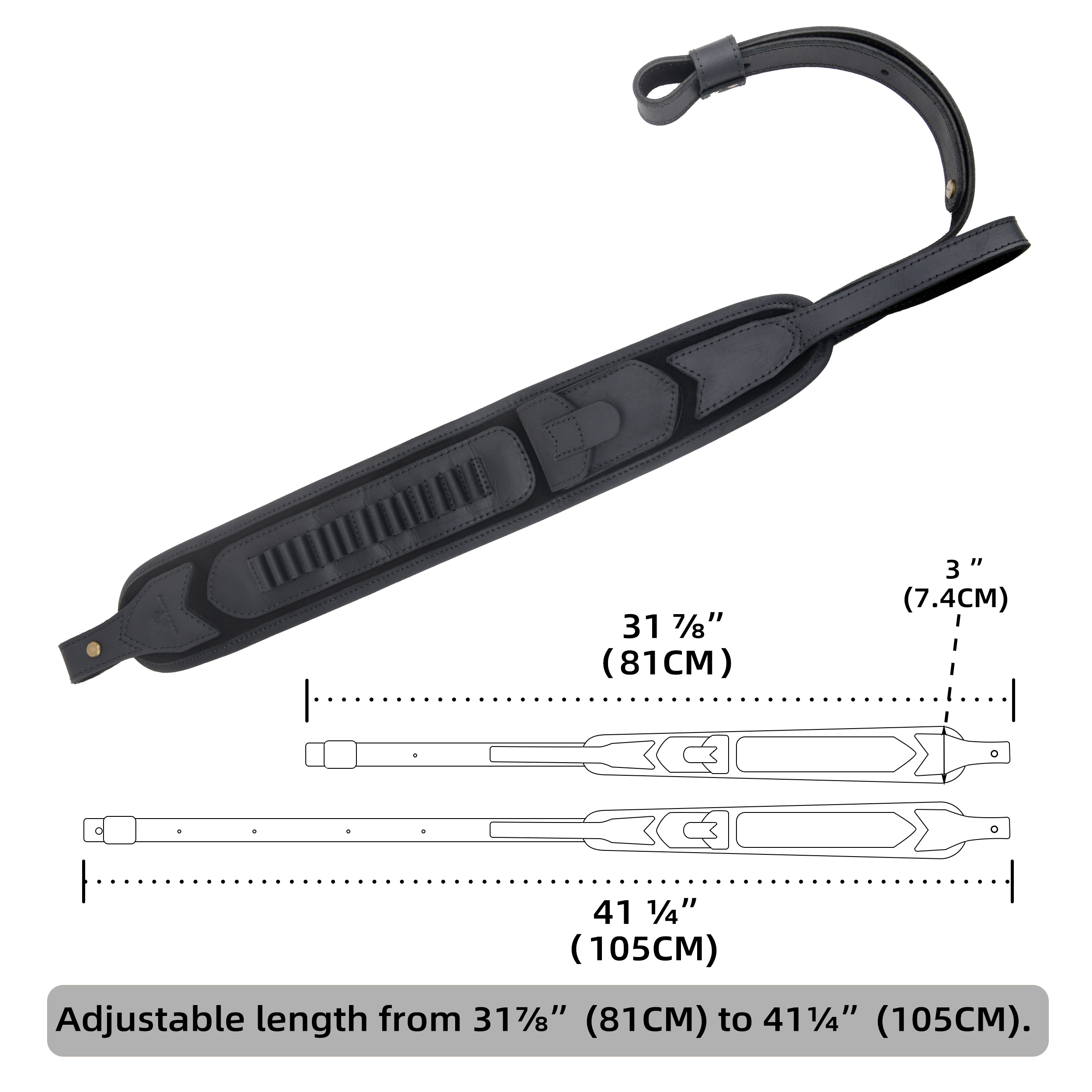 No Drill Set Leather Rifle Sling, Gun Buttstock, Sling Ring for.308.22