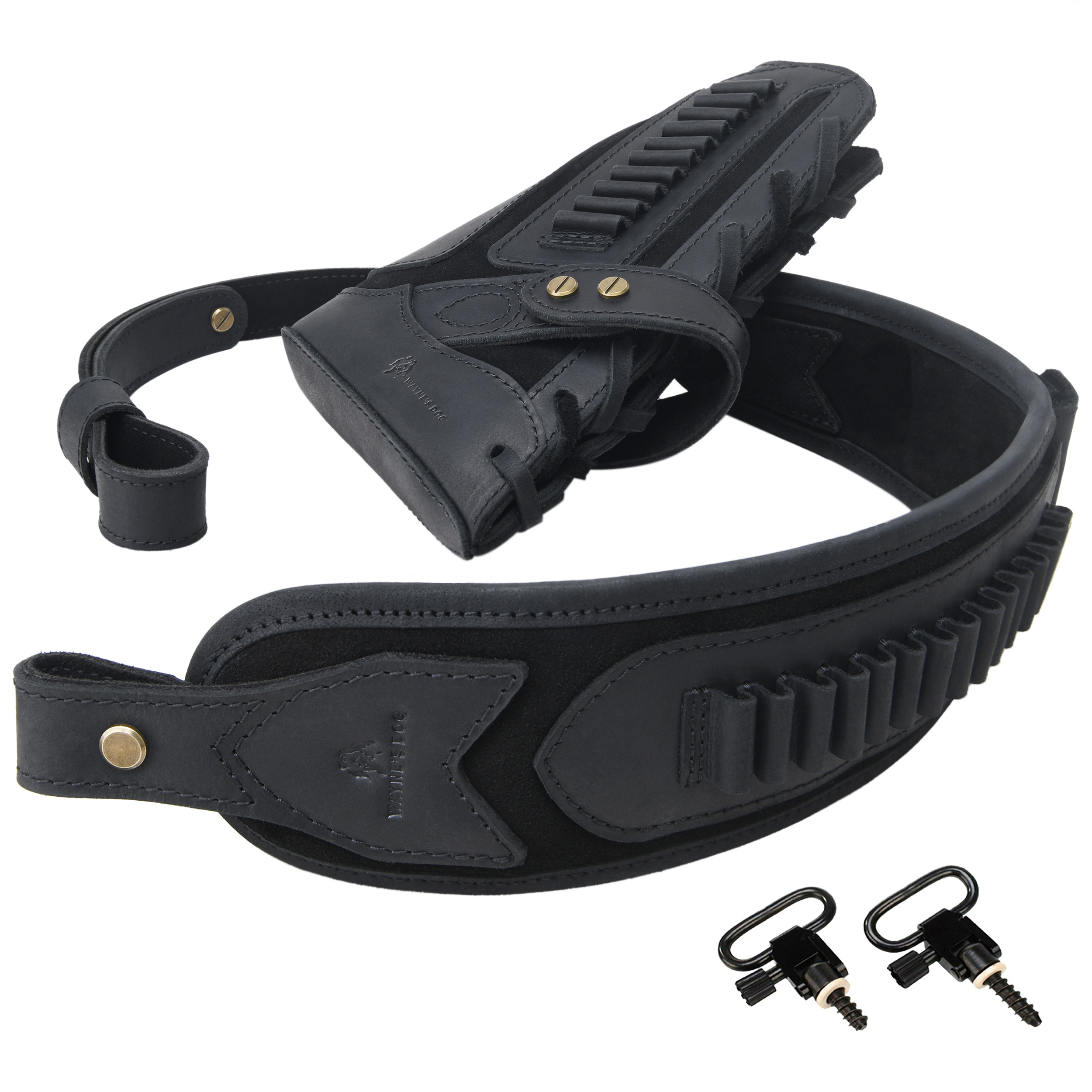 Cowhide Leather Rifle Buttstock Cheek Rest Pad with Matched Sling