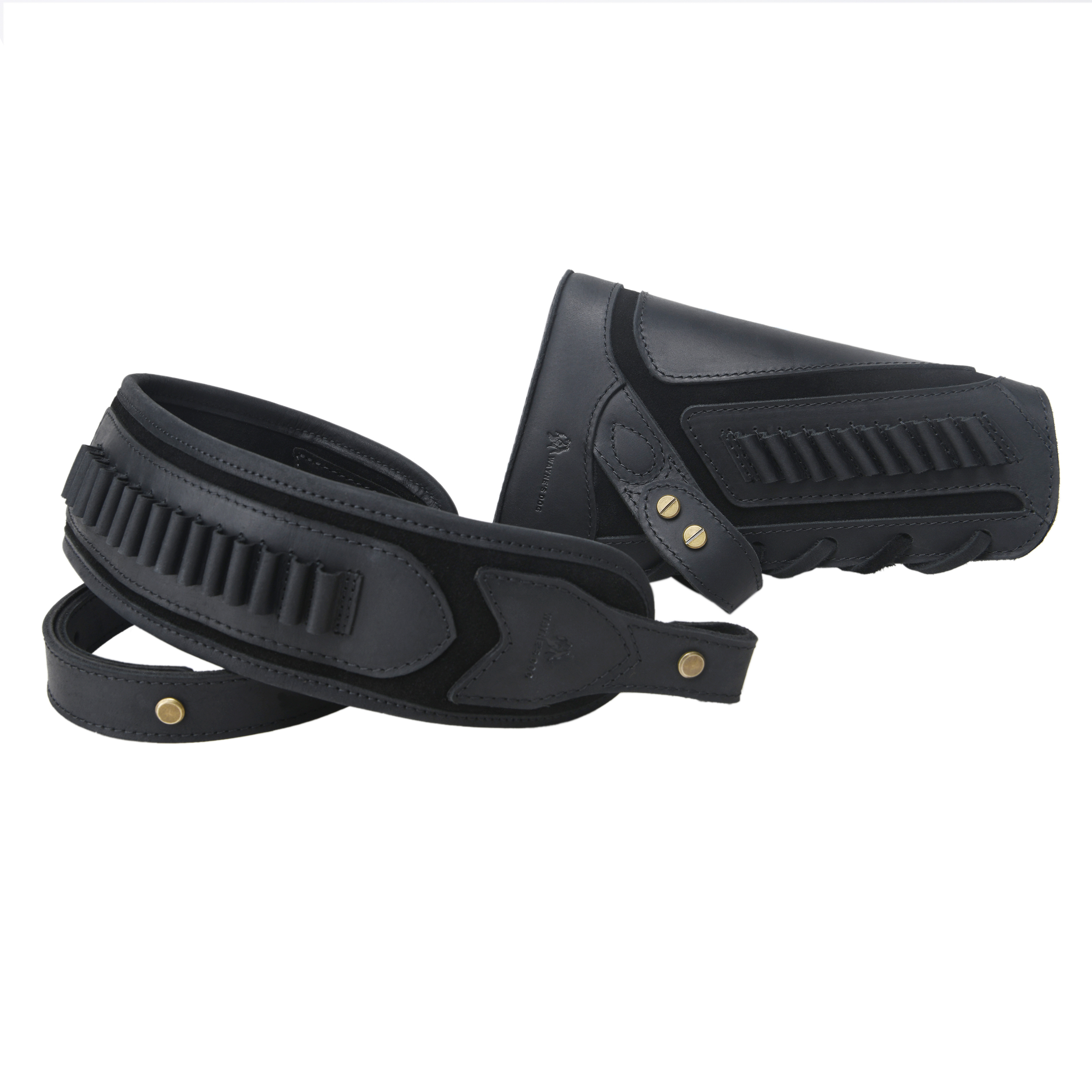 Cowhide Leather Rifle Buttstock Cheek Rest Pad with Matched Sling