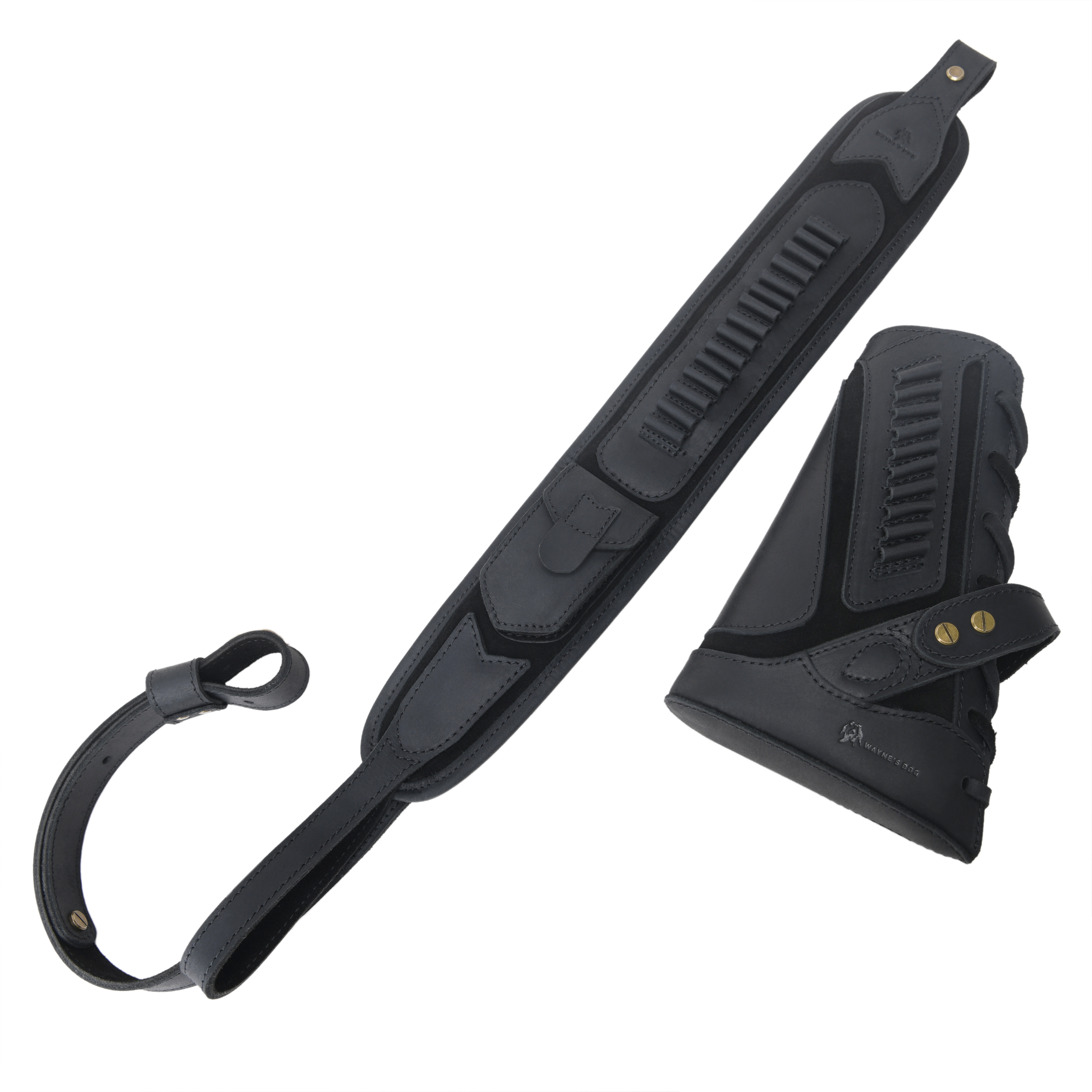 Cowhide Leather Rifle Buttstock Cheek Rest Pad with Matched Sling