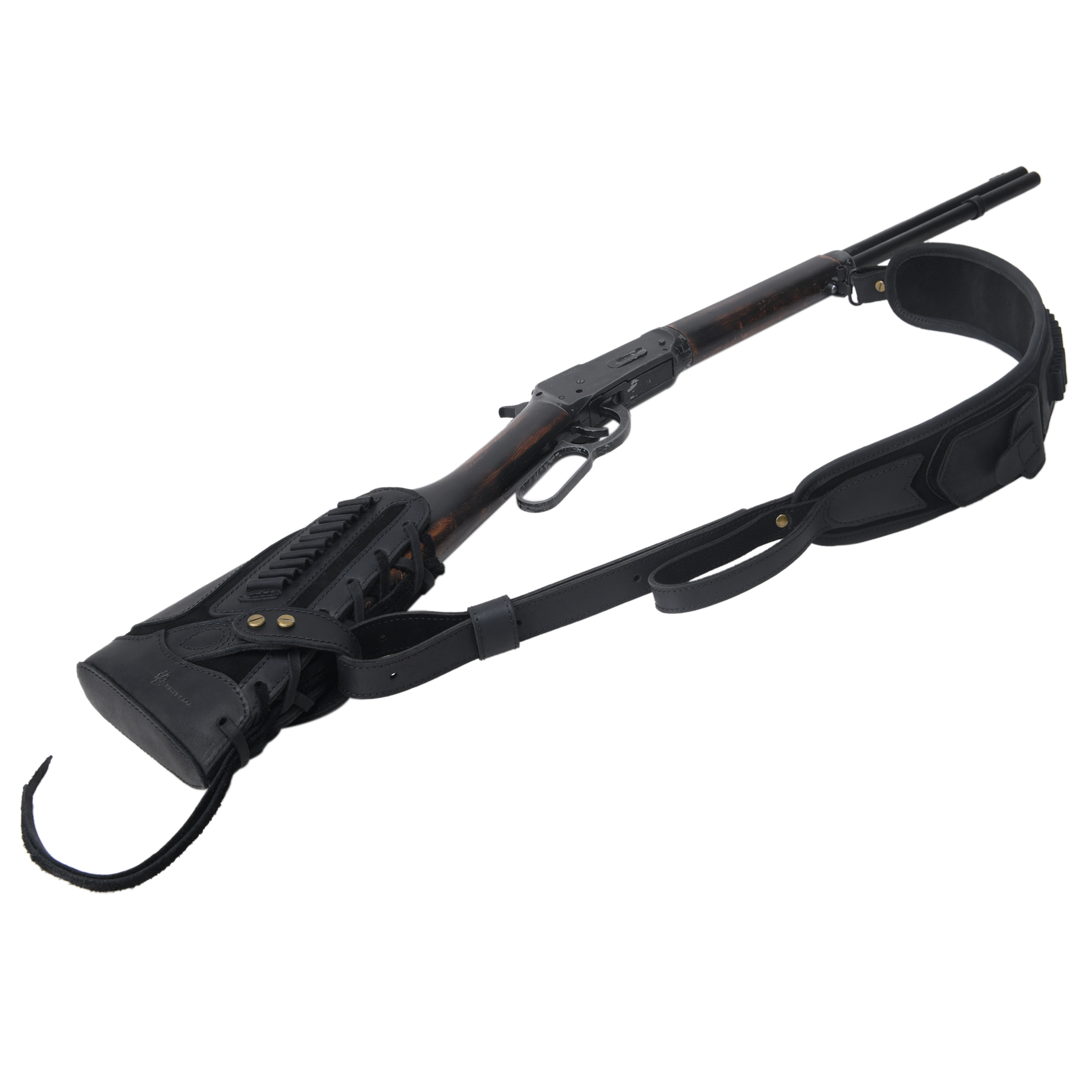 Cowhide Leather Rifle Buttstock Cheek Rest Pad with Matched Sling