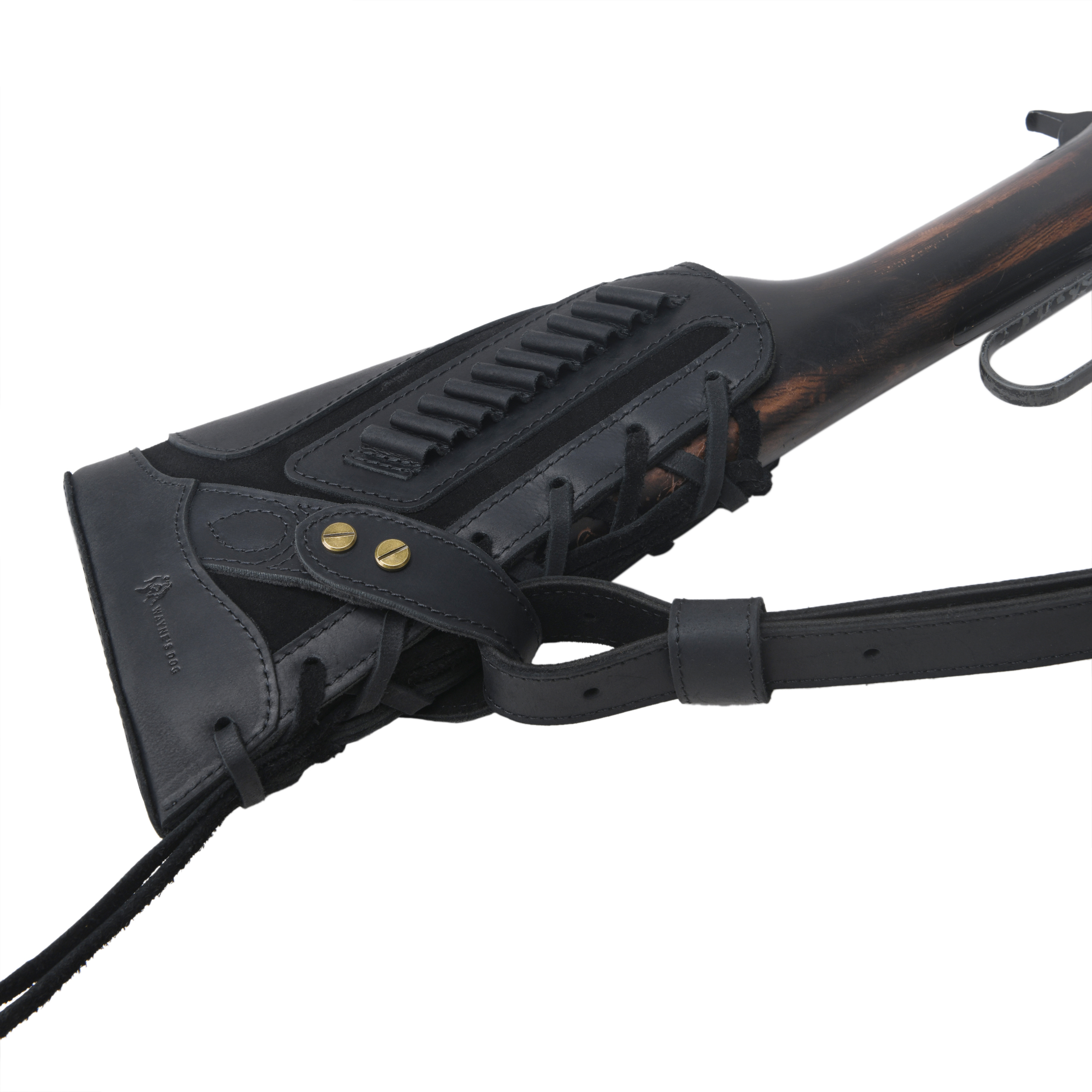 Cowhide Leather Rifle Buttstock Cheek Rest Pad with Matched Sling